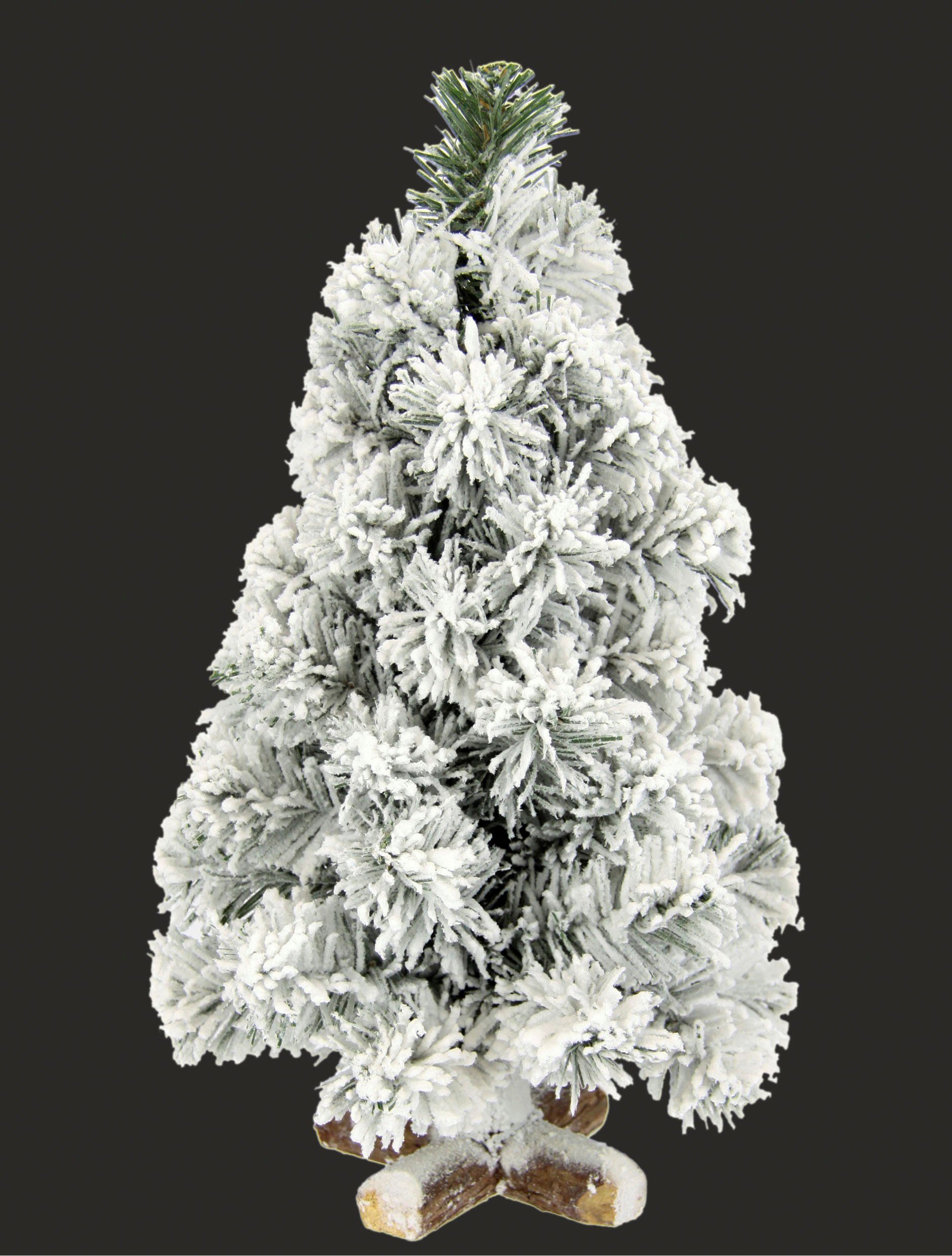I.GE.A. Deco-boom Kerstdecoratie, kerstboom op houten voet met kunstsneeuw 38 cm (1 stuk)