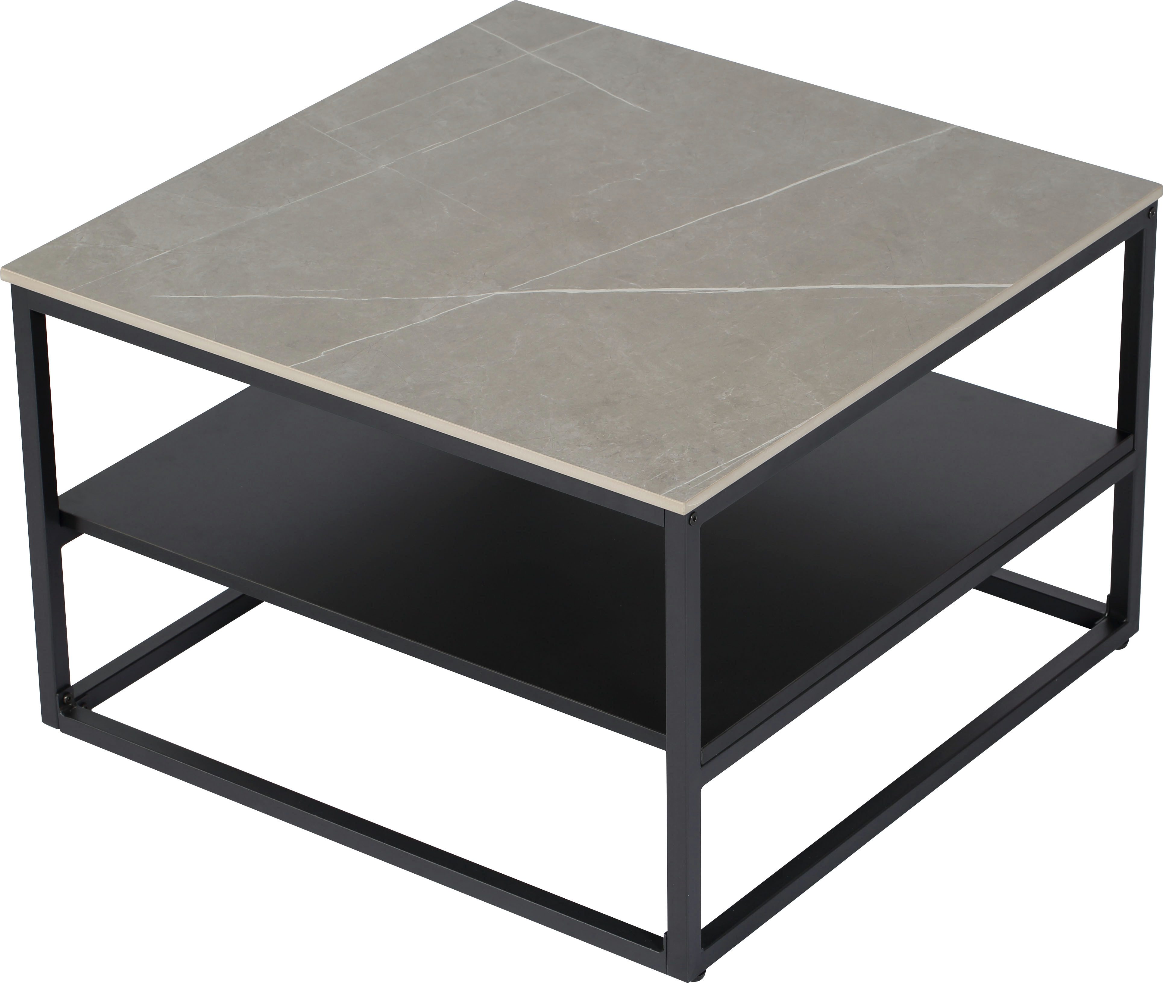 HELA Salontafel Hugo Salontafel, vierkant, gesinterde steen, opbergplank (1 stuk)