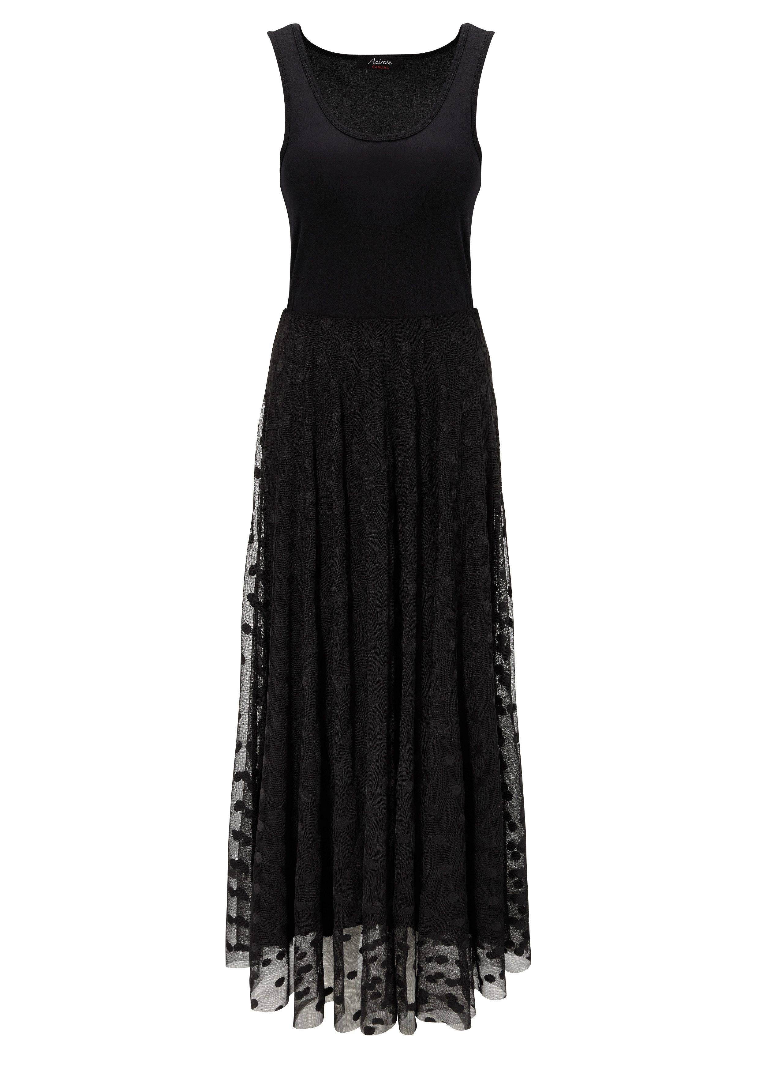 Aniston CASUAL Maxi-jurk met stippen mesh versierd rokdeel - nieuwe collectie
