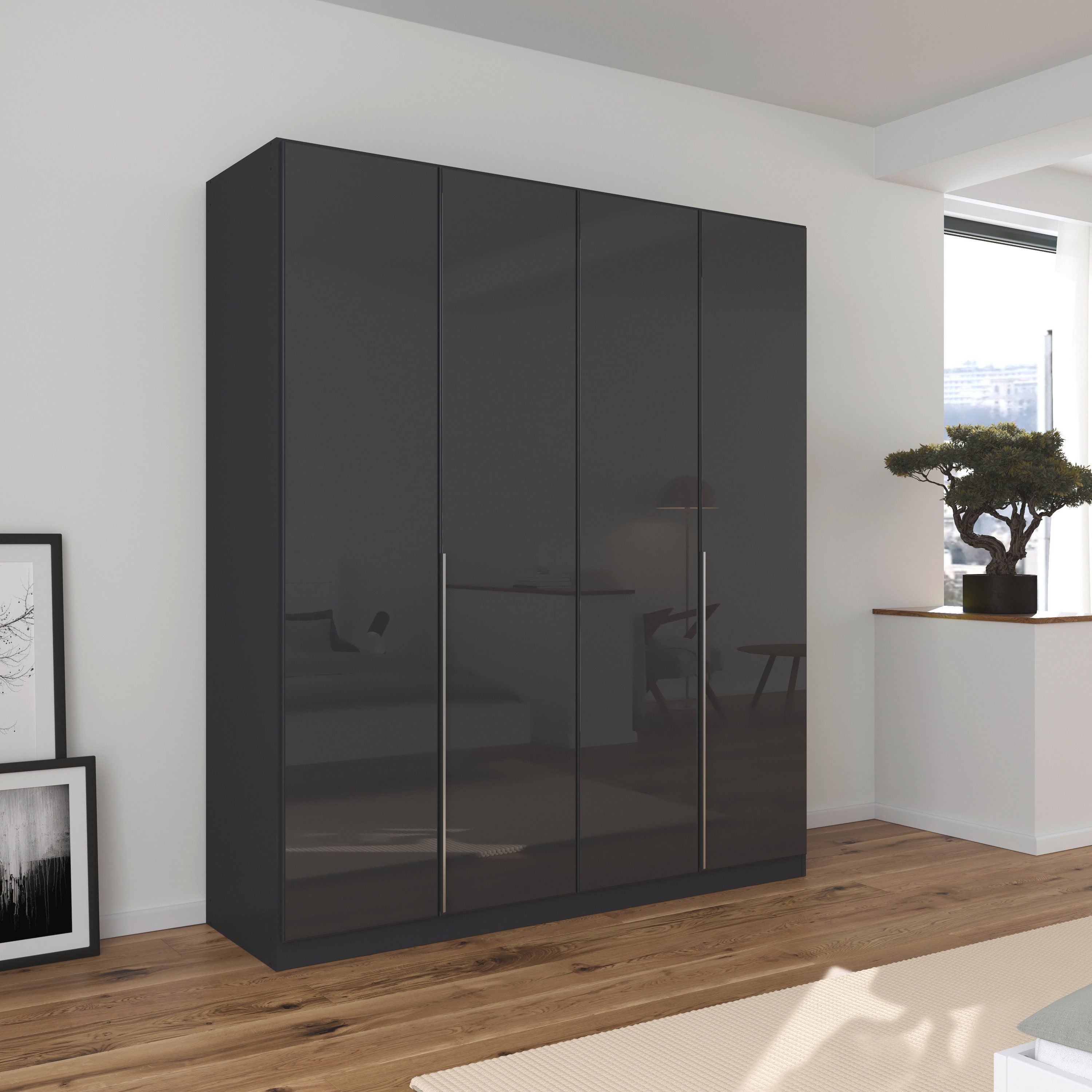 rauch Draaideurkast Kledingkasten kast garderobe AGORDO met glazen front doordachte binnenuitrusting, in 6 breedtes en 2 hoogtes made in germany