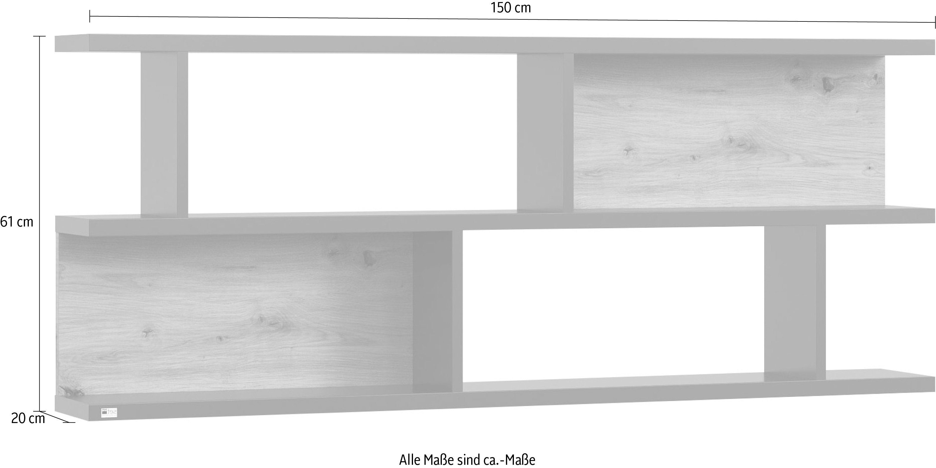 set one by Musterring Wandplank York Type 43, met 3 planken, 3 kleuren, verlichting optioneel, B 150 cm