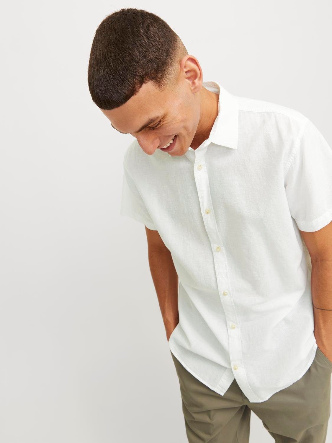Jack & Jones Overhemd met korte mouwen JJESUMMER LINEN BLEND SHIRT SS SN