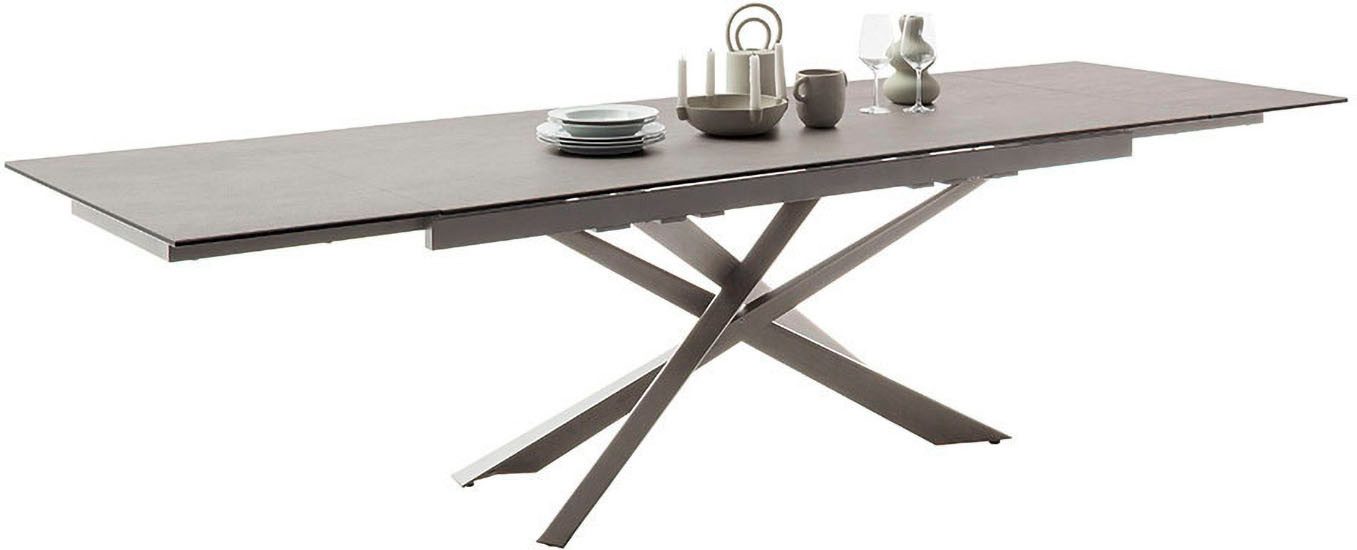 MCA furniture Eettafel TESERO uitschuifbare tafel 200-300 cm Keramiek, roestvrij staal, marmer-look, uittrekbaar, belastbaar tot 100 kg, 10-12 personen