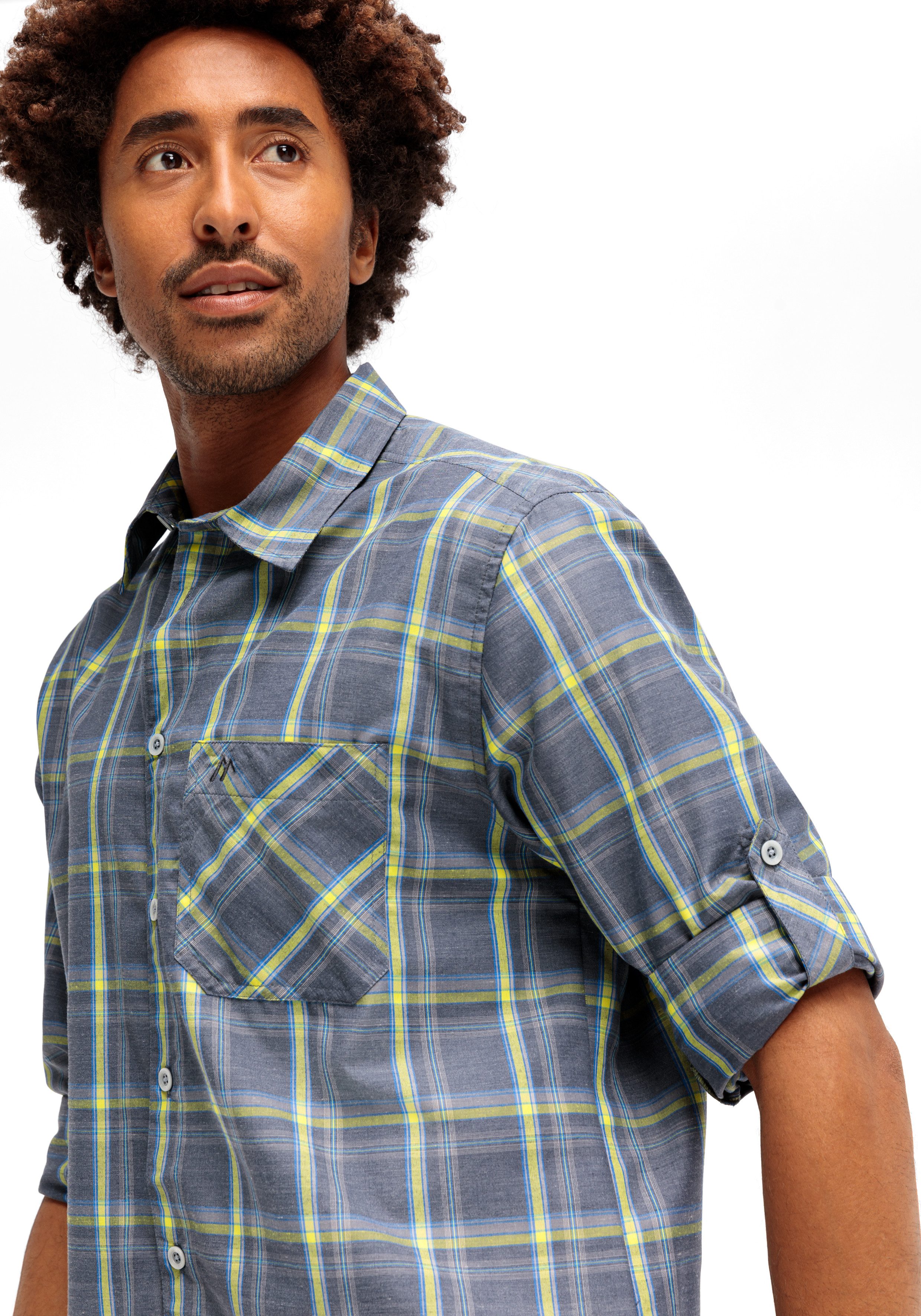 Maier Sports Functioneel shirt Claas Heren overhemd, langarm geruit overhemd voor outdoor en vrije tijd