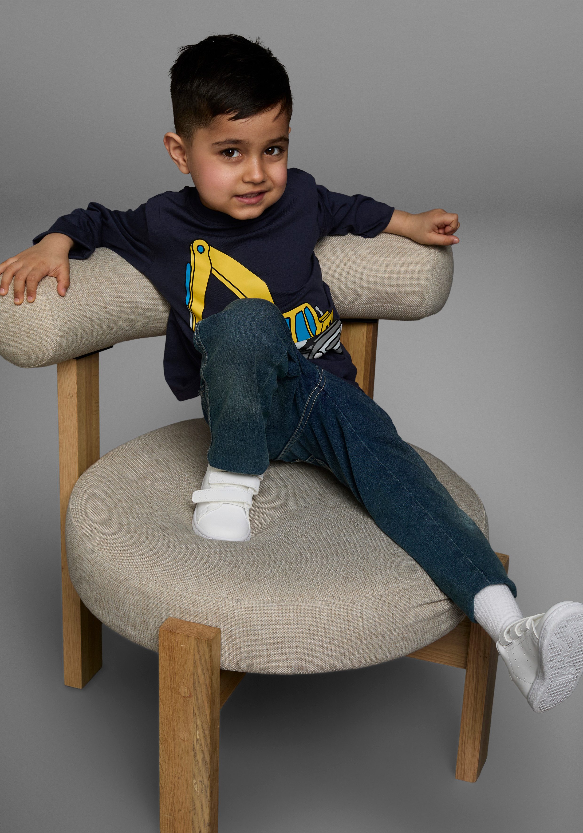 KIDSWORLD Shirt met lange mouwen Hond met graafmachine Lange mouwen, basic pasvorm, met stijlvolle print, ronde hals