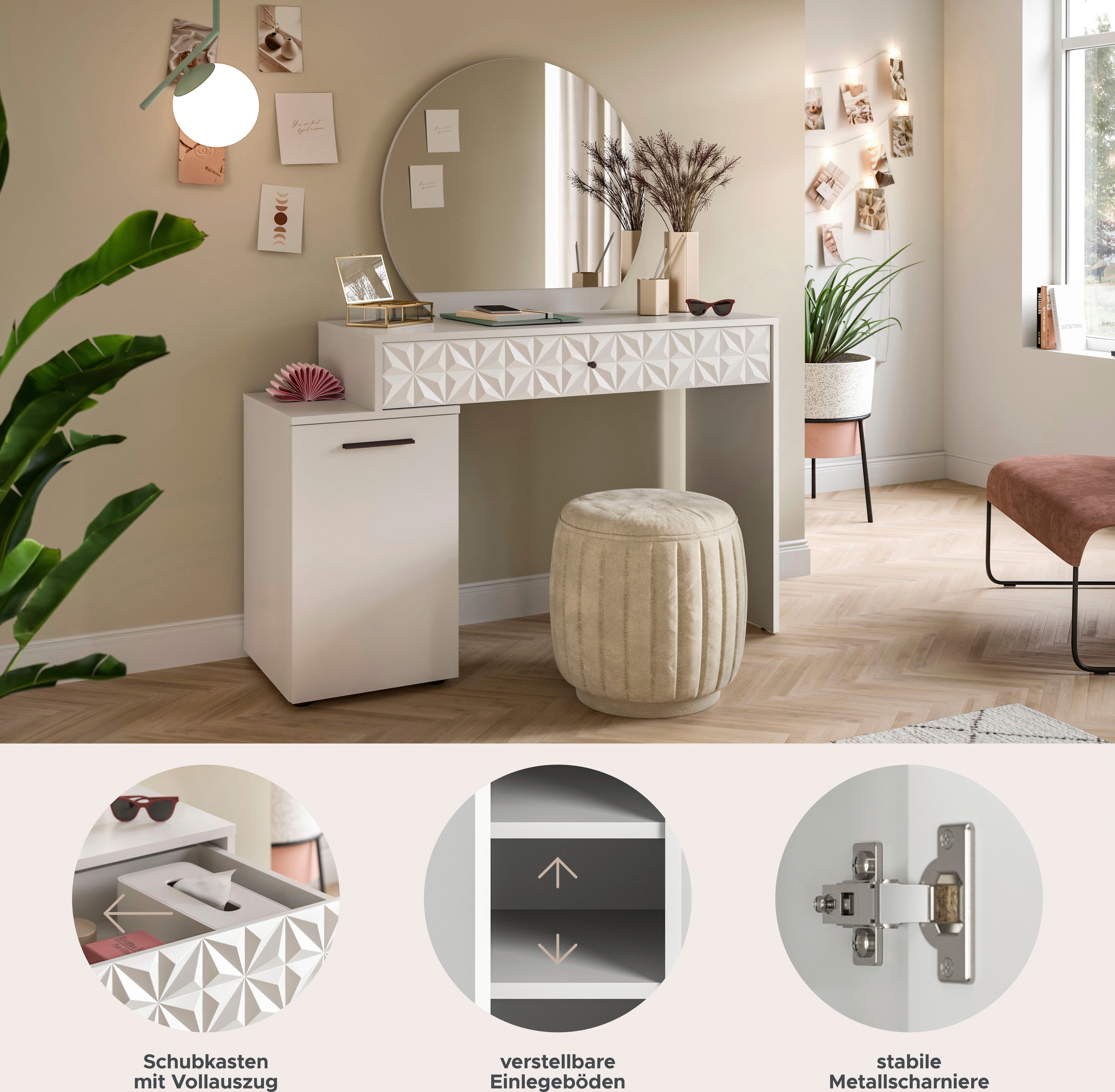 INOSIGN Sidetable Föhnkast, kaptafel, make-uptafel, inclusief spiegel