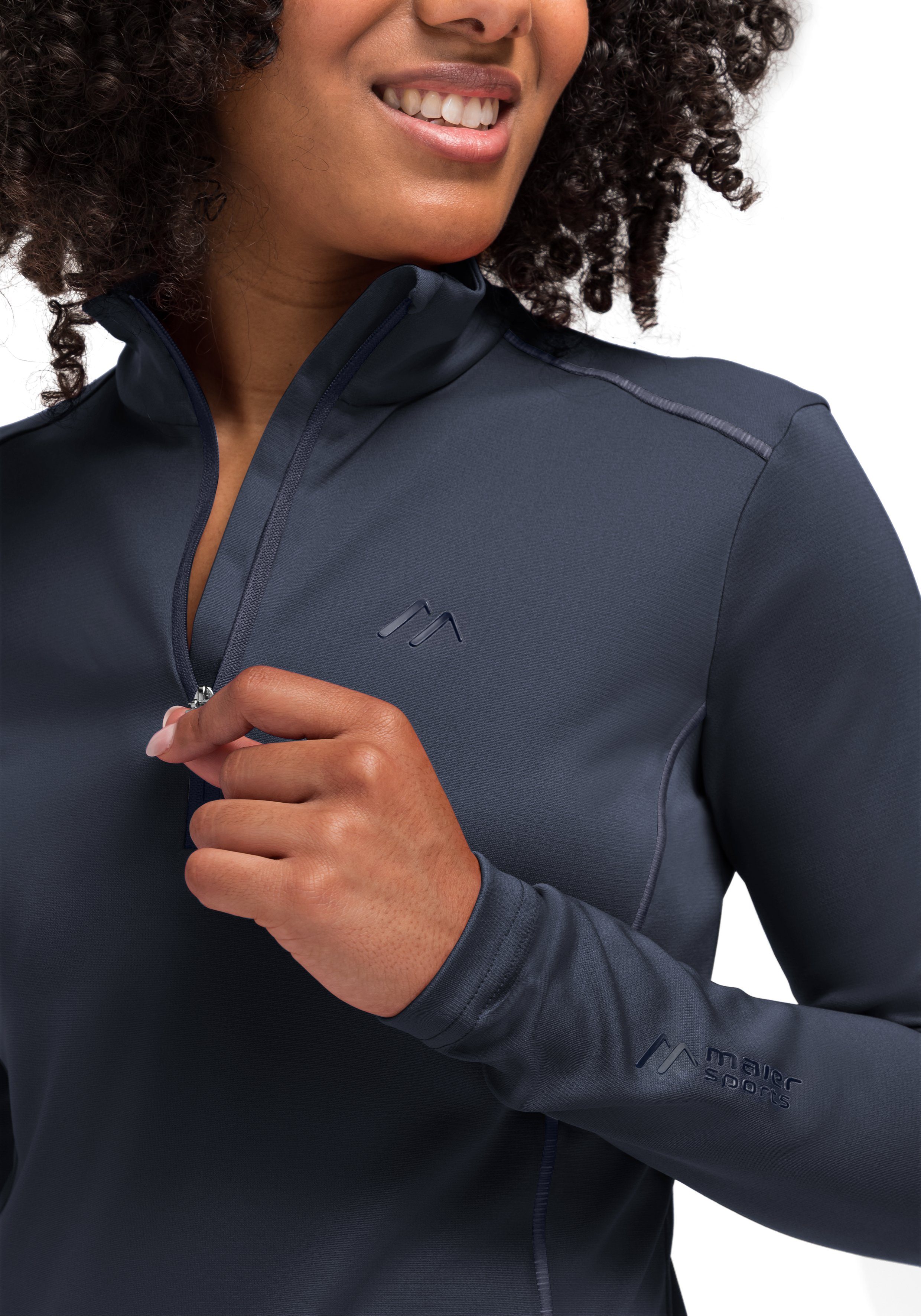 Maier Sports Fleecetrui Jenna Rec Dames midlayer, elastisch en onderhoudsvriendelijk half-zip fleece