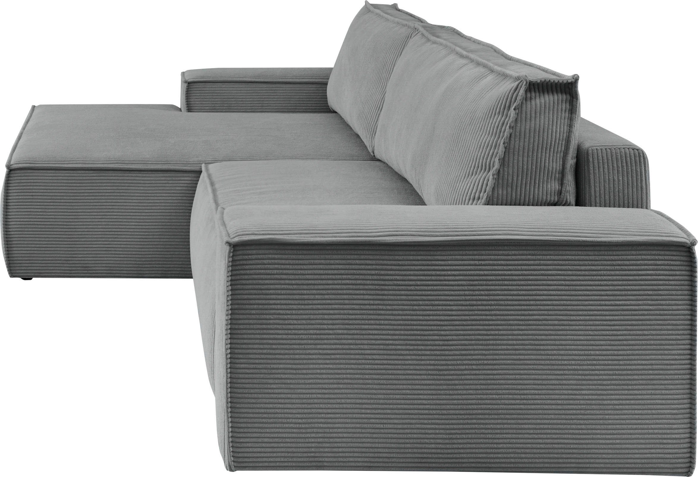 Home affaire Hoekbank SHERWOOD bedbank 267 cm, L-model, Slaapfunctie met bedlade (210x136 cm), cord, vintage, fluweel