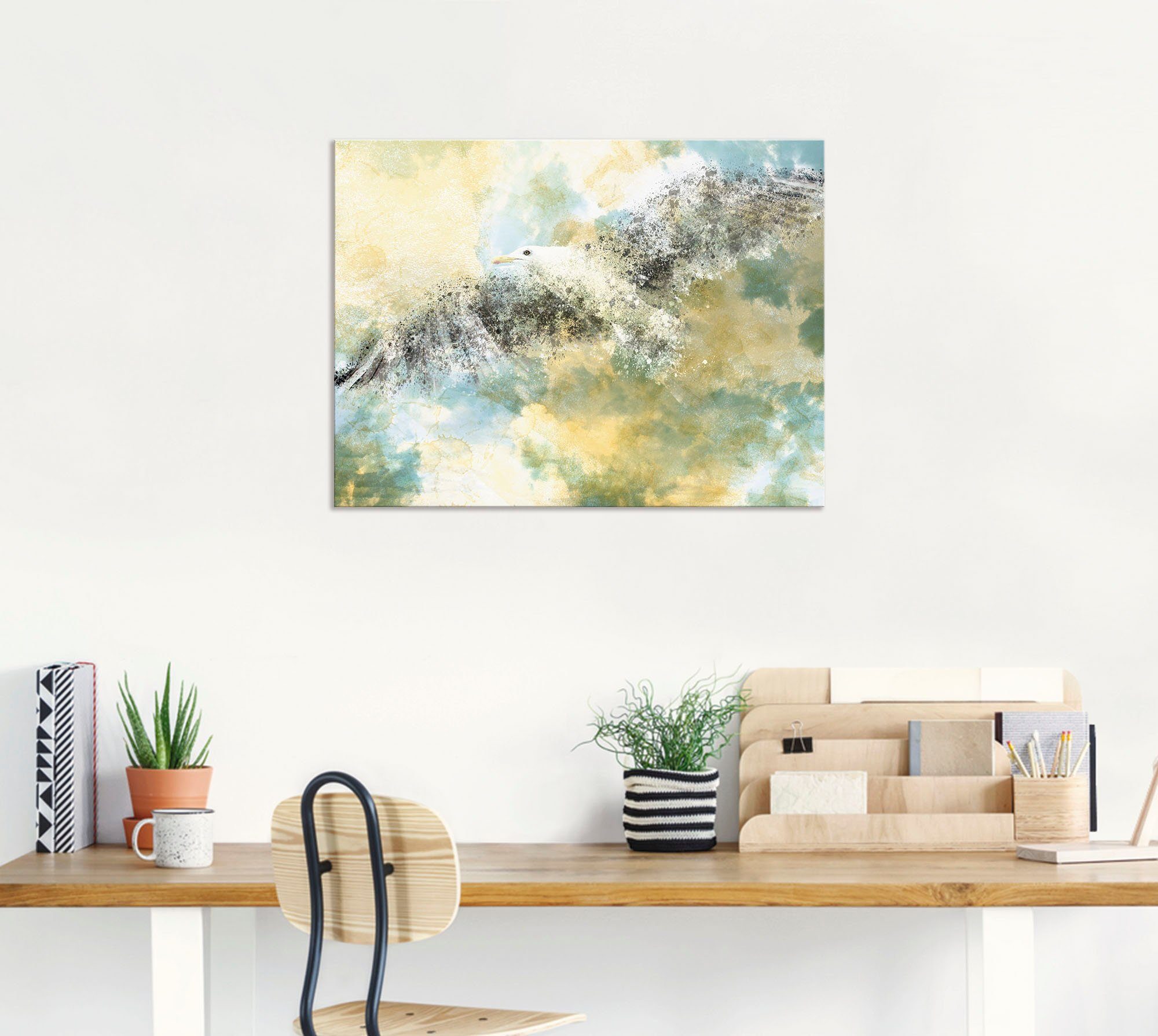 Artland Artprint Verdwijnende meeuw als artprint van aluminium, artprint voor buiten, artprint op linnen in verschillende maten