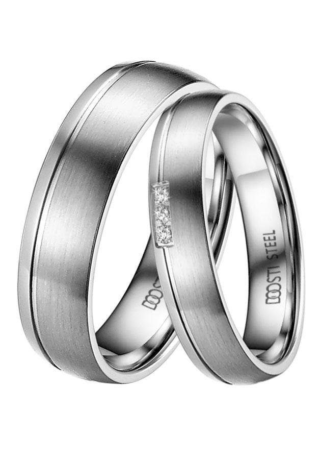 DOOSTI Trouwring Sieraden cadeau roestvrijstalen trouwring partnerring LIEBE unisex ringen maat 54 zilver(kleur)