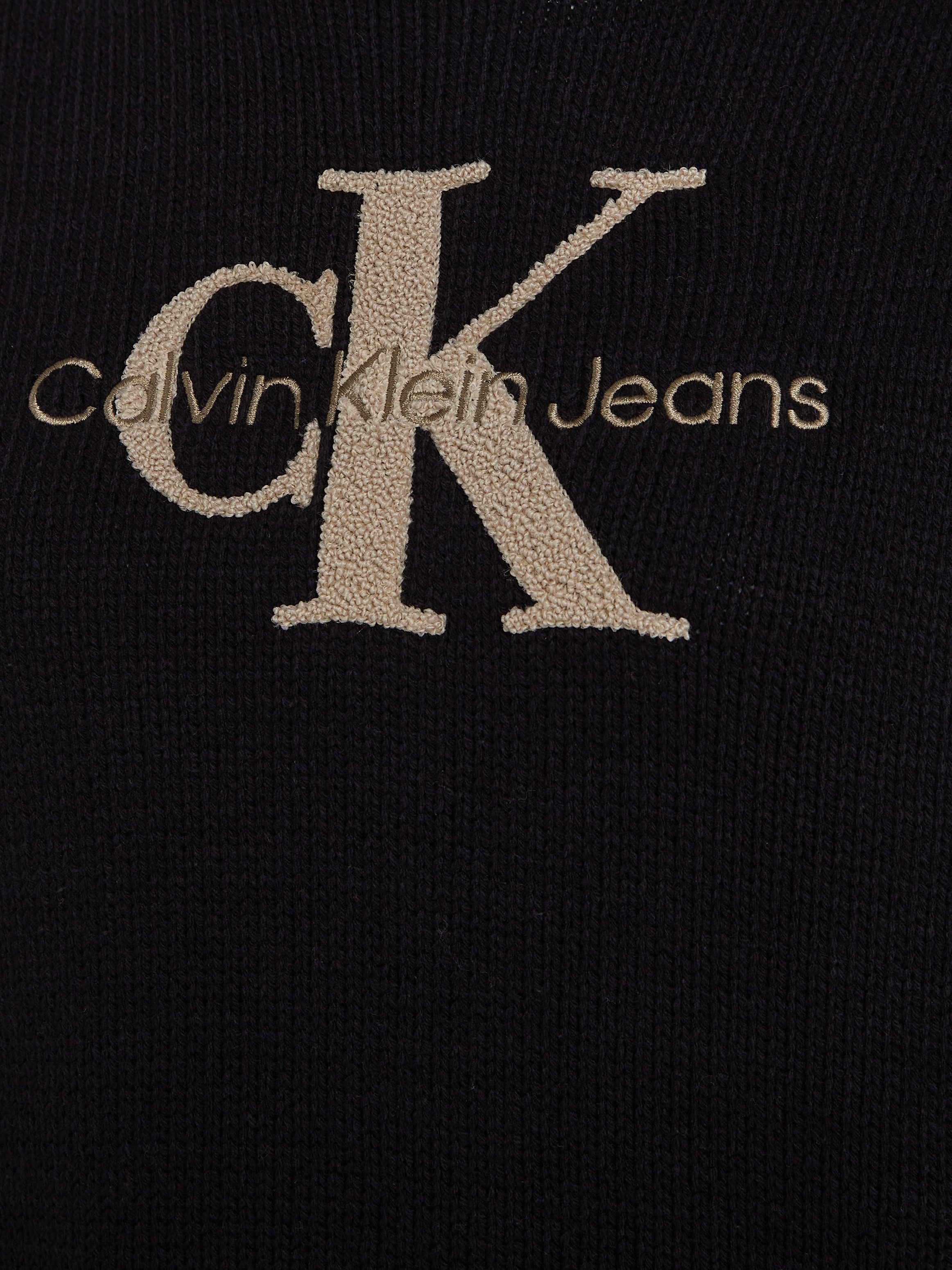 Calvin Klein Trui met staande kraag CHENILLE MONOLOGO SWEATER