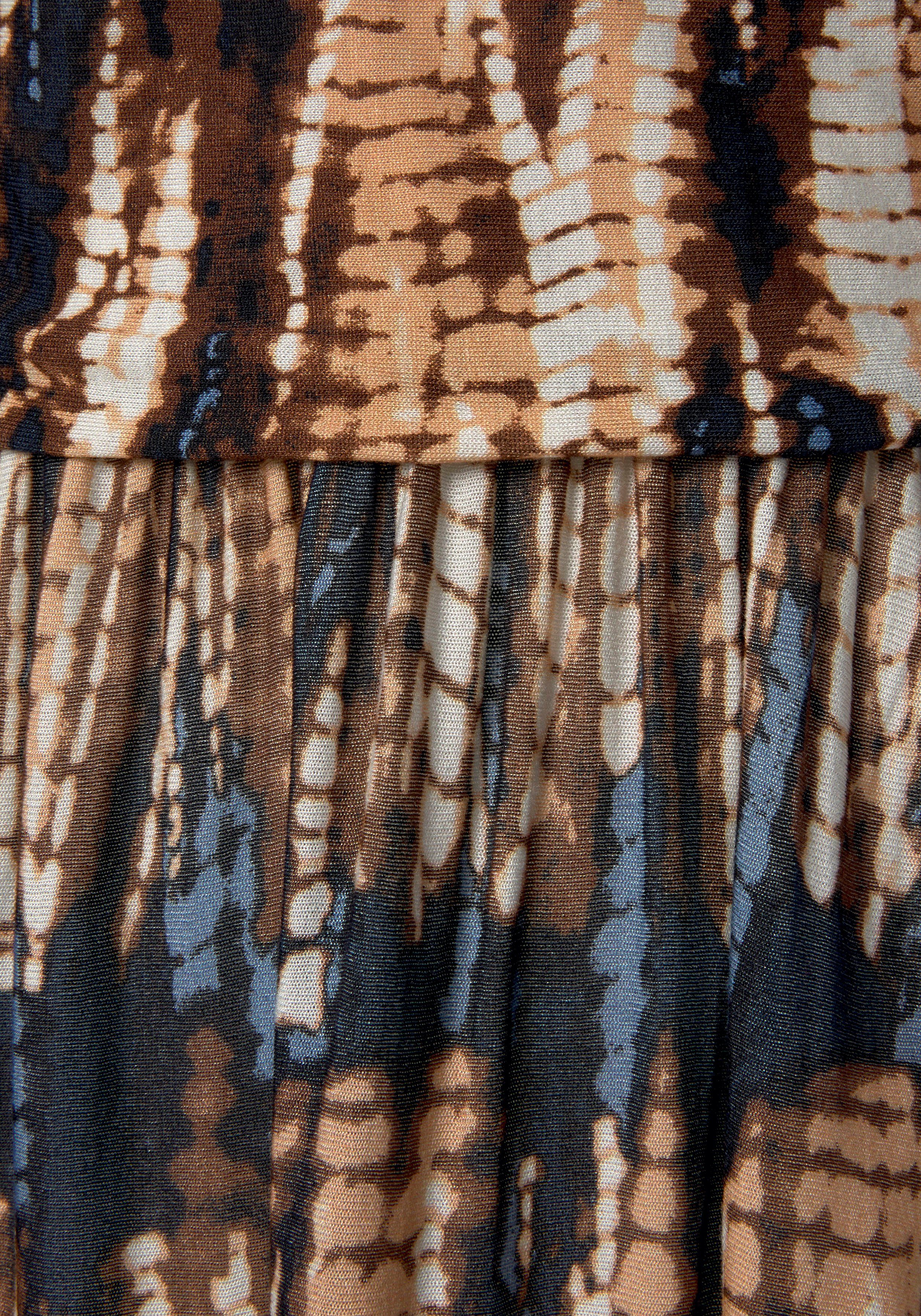 Buffalo Maxi-jurk met strikbandjes met een all-over print, zomerjurk, strandjurk