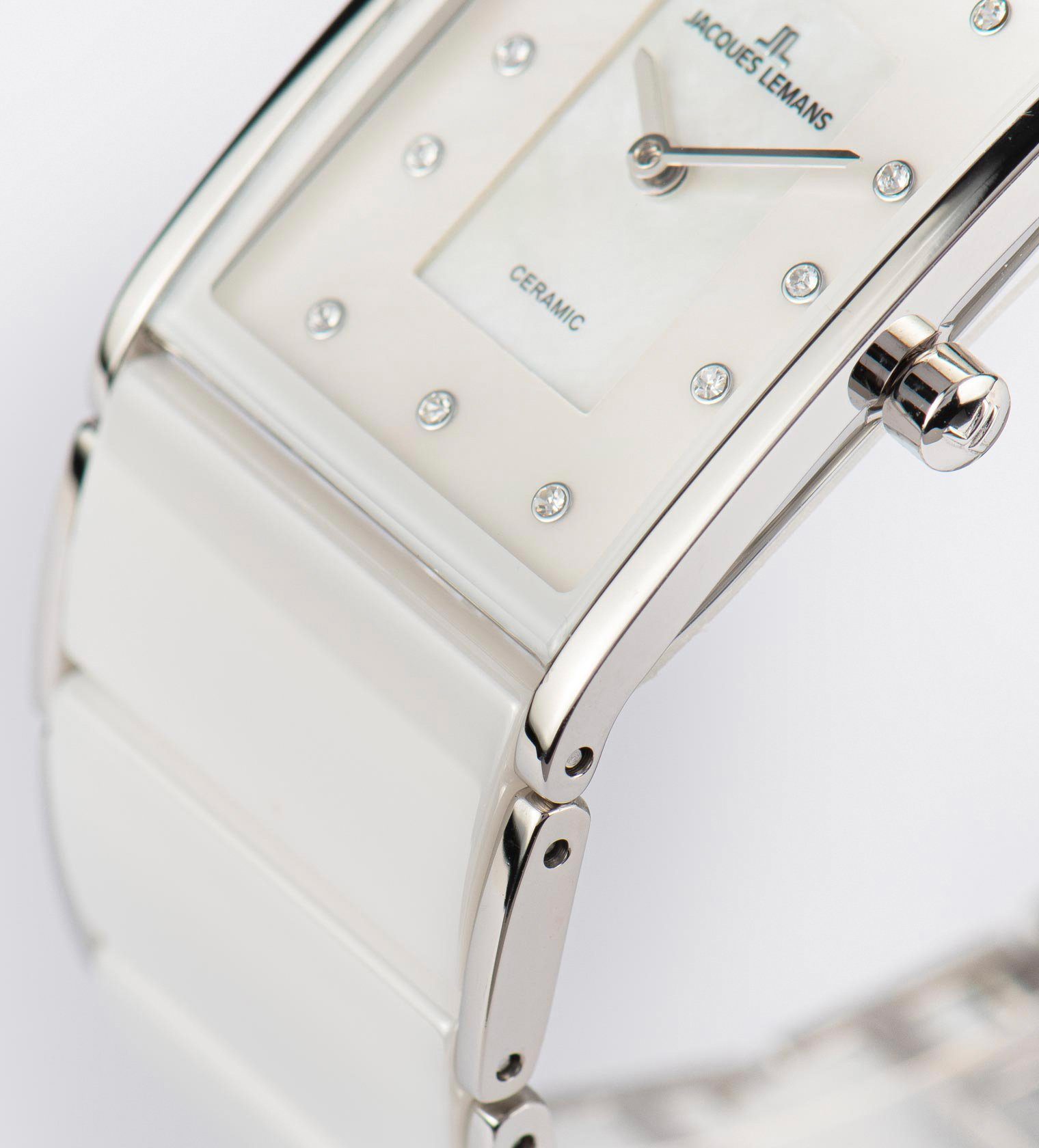 Jacques Lemans Keramisch horloge Dublin Quartz horloge, armbanduhr, dameshorloge, parelmoer wijzerplaat, keramische band