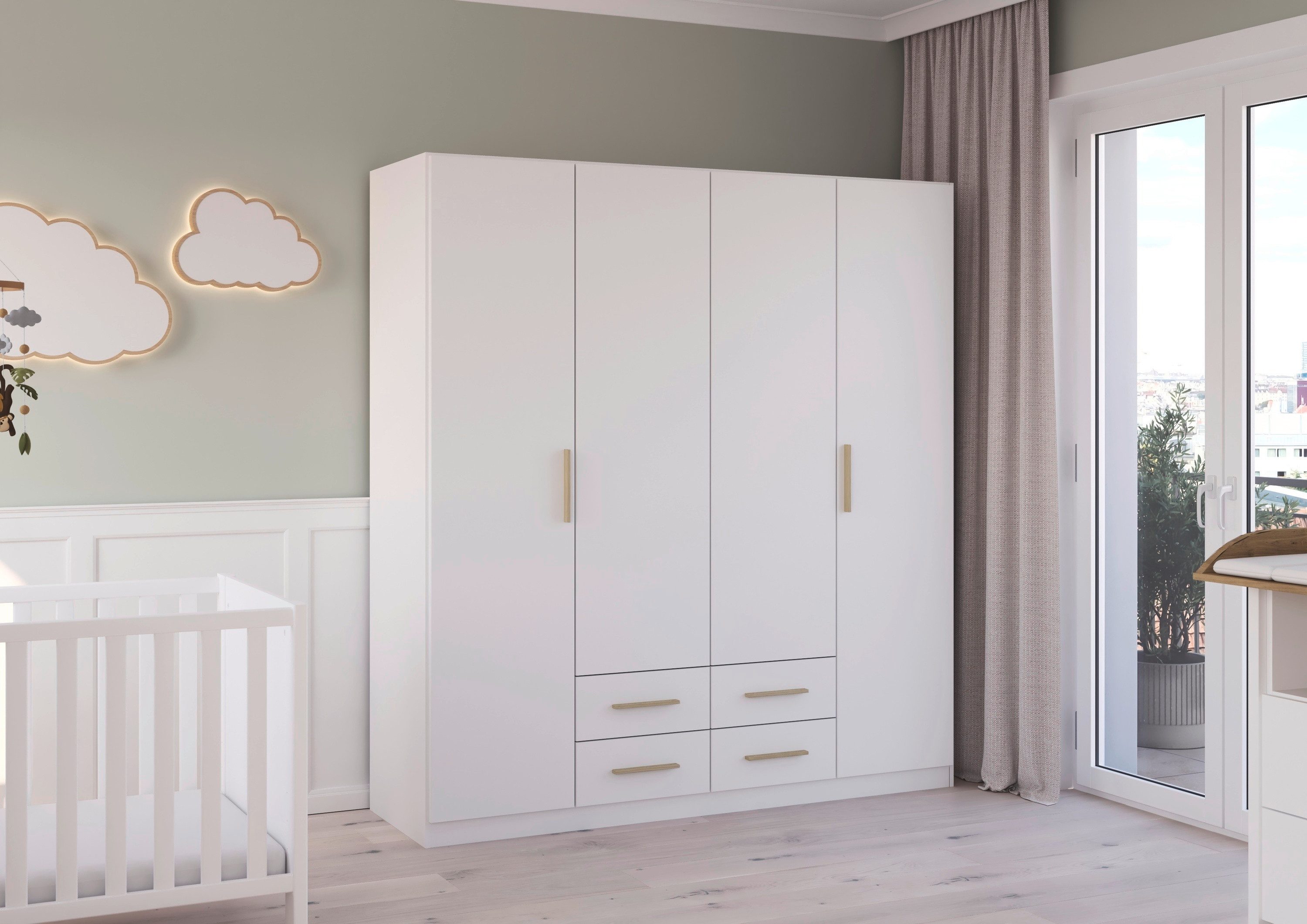 rauch Draaideurkast Kledingkast garderobe KREFELD optioneel met spiegel met 3 greepvarianten, incl. praktische lades made in germany