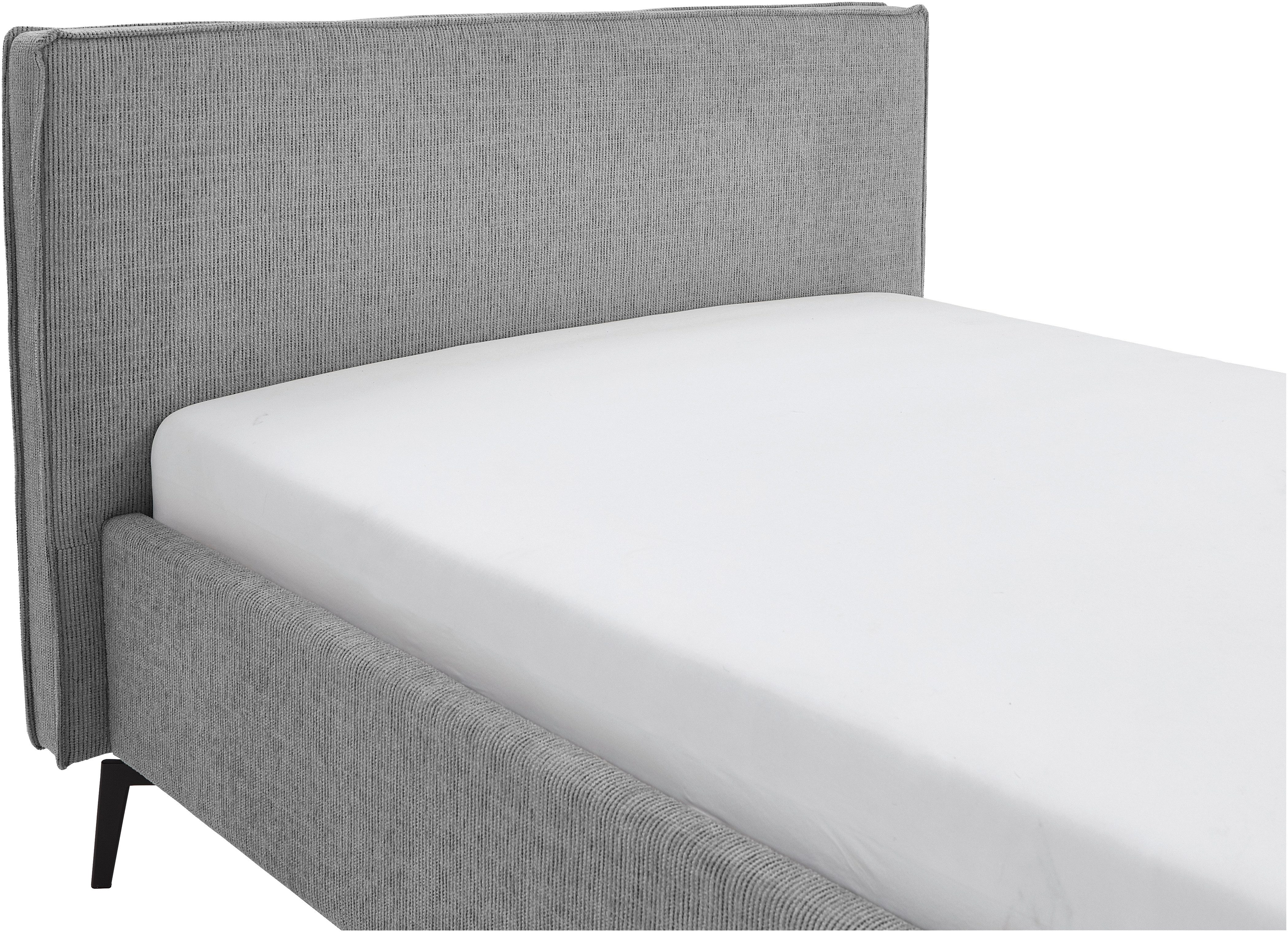 meise.möbel Gestoffeerd bed Riva II met zwarte metalen poten, naar keuze met bedkist