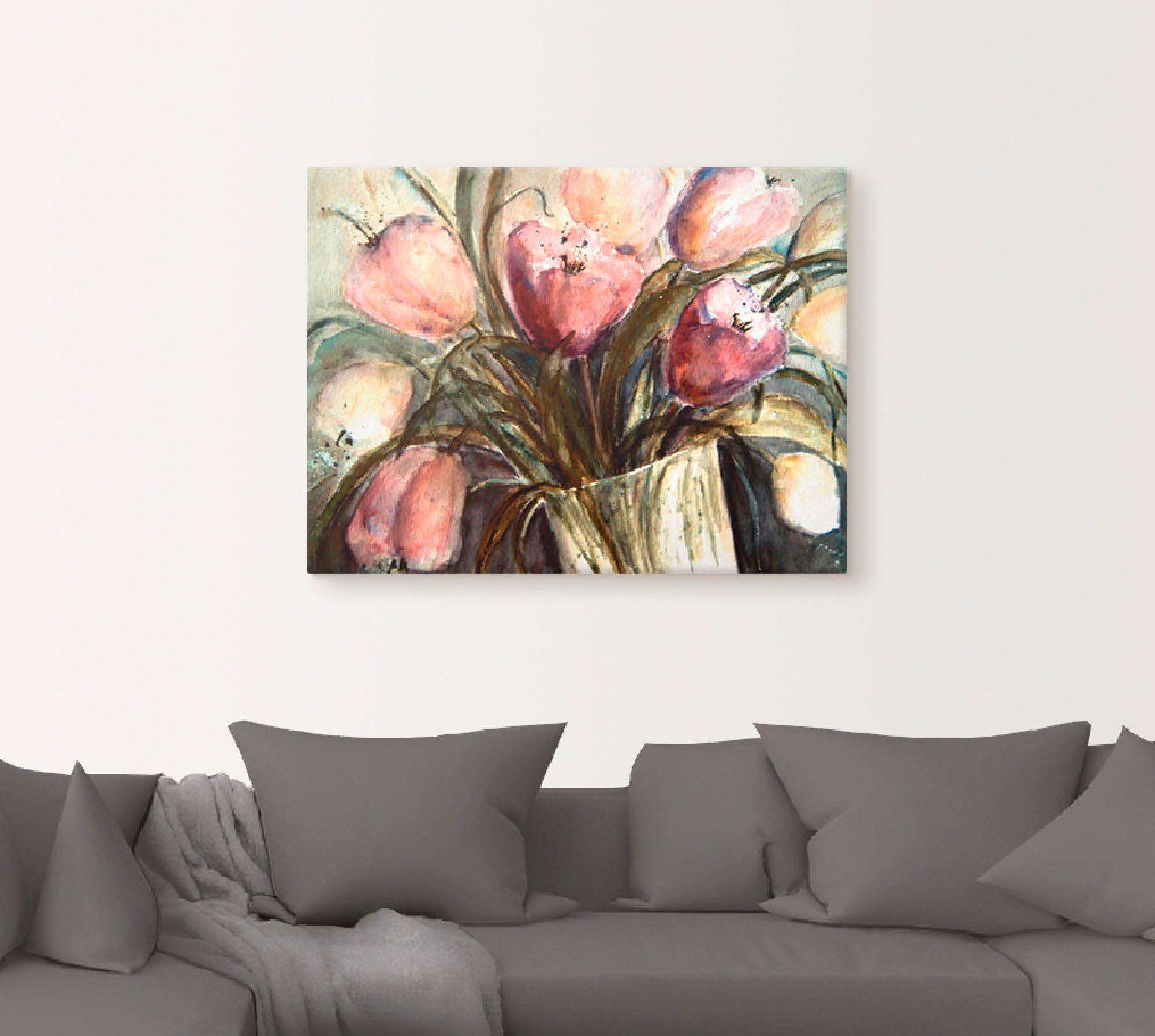 Artland Artprint Paars Tulpen in vaas als artprint op linnen, poster, muursticker in verschillende maten