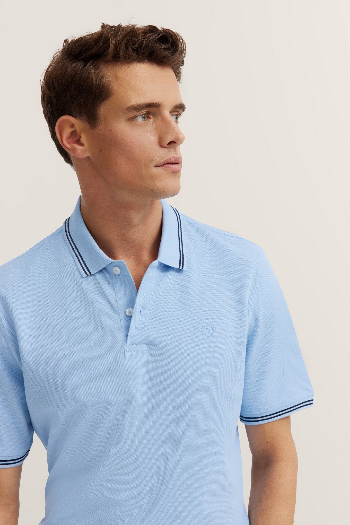 Bugatti Poloshirt met contraststrepen en borstborduursel