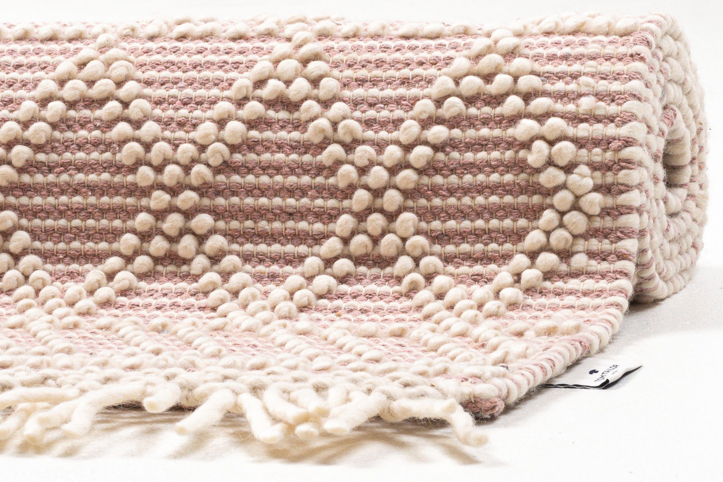 TOM TAILOR HOME Vloerkleed Coloured Macrame Handgeweven vloerkleed, zuivere wol, met de hand geweven, met franje, Scandi design