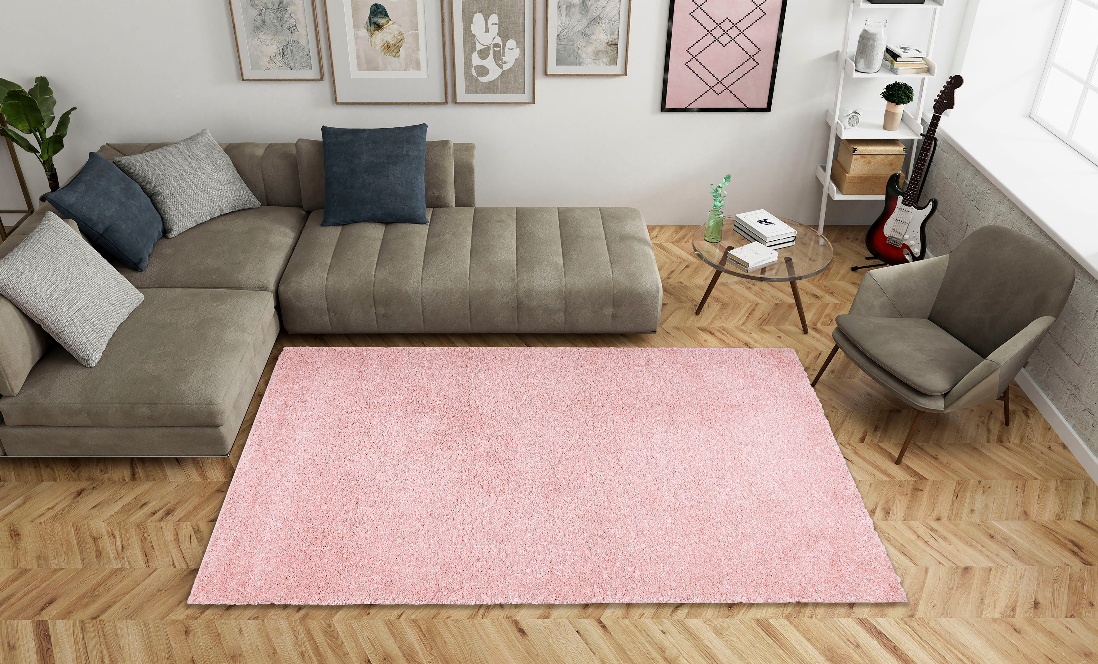 Bruno Banani Hoogpolig vloerkleed Shaggy Soft geweven, uni kleuren, bijzonder zacht en knuffelig, klantenfavoriet