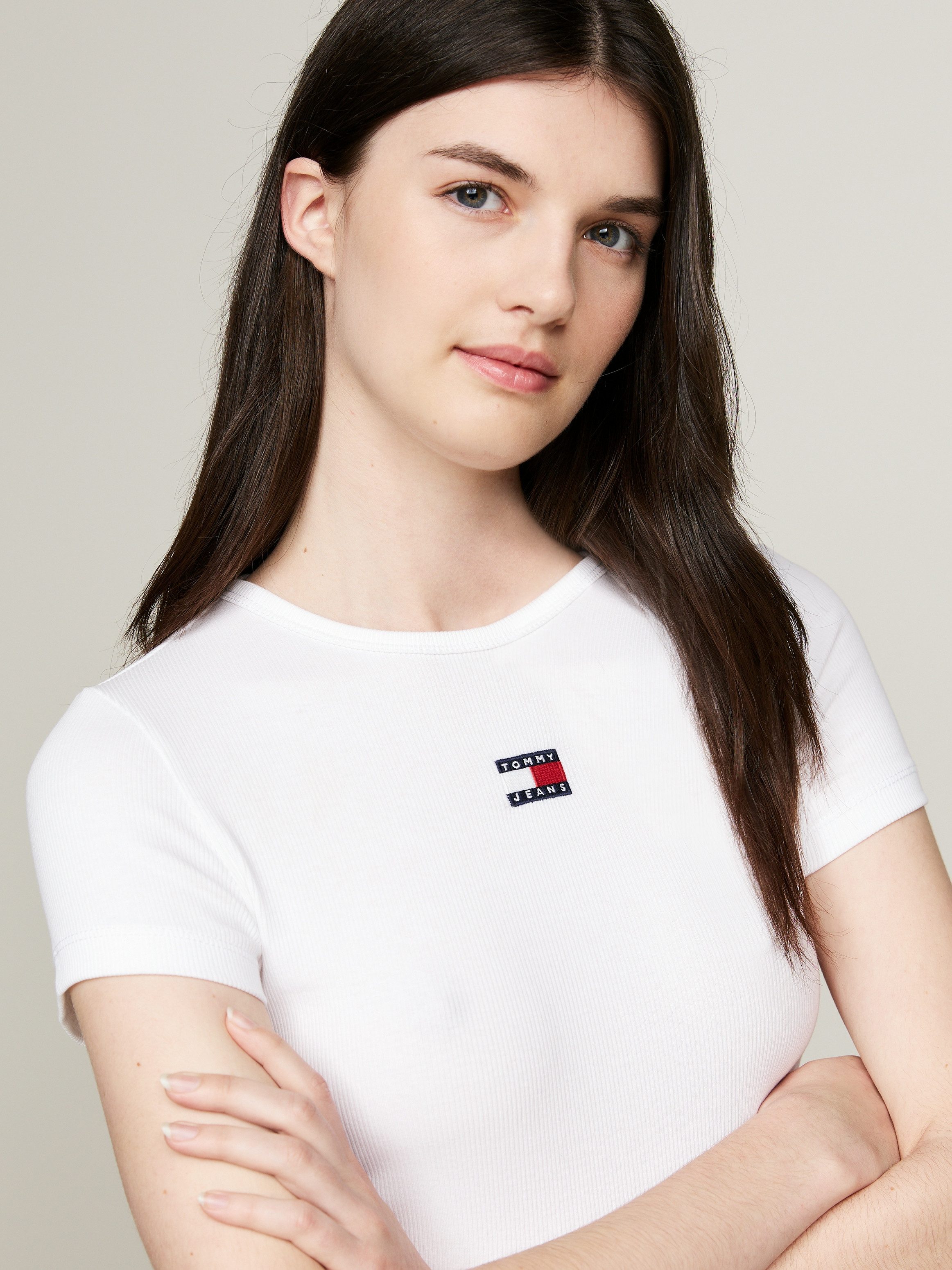 TOMMY JEANS Shirt met korte mouwen TJW SLIM BADGE RIB TEE