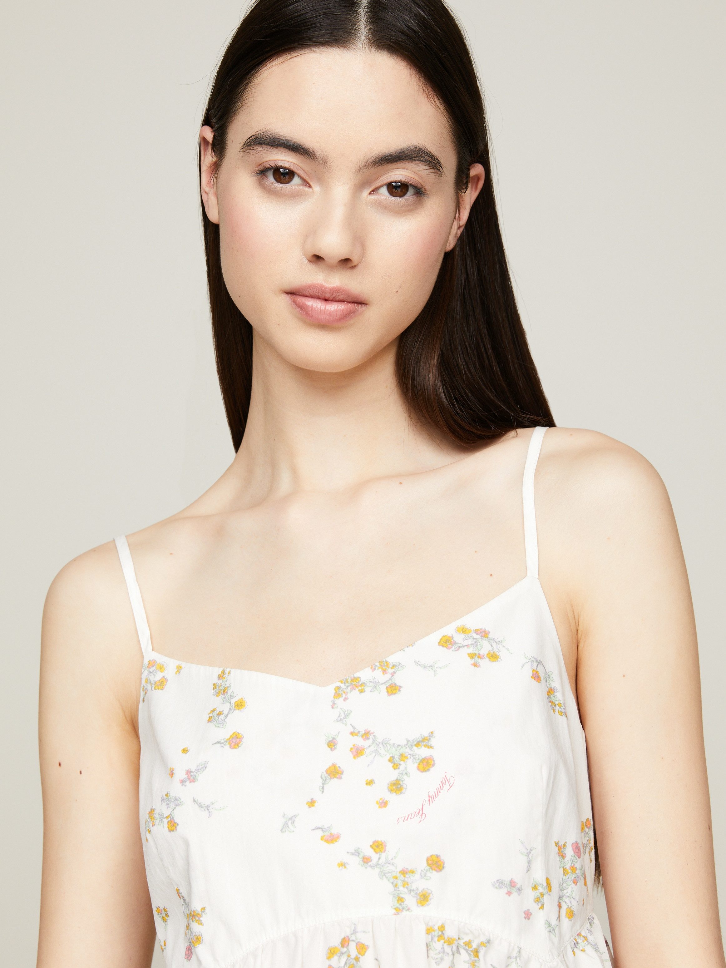 TOMMY JEANS Jurk met spaghettibandjes TJW POPLIN BACK TIE STRAP DRESS