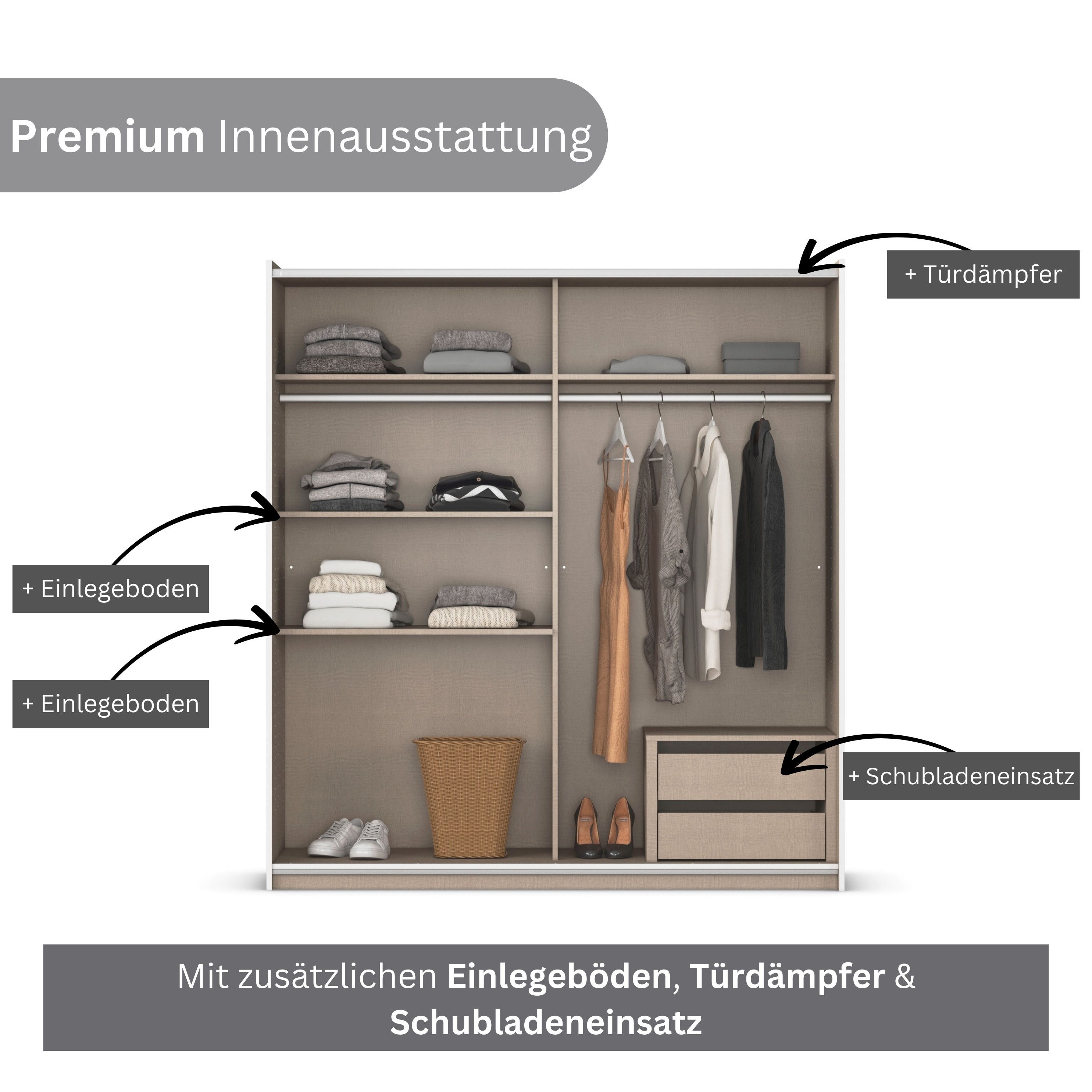rauch Zweefdeurkast AURELIO kledingkast garderobe TOPSELLER OTTO´s CHOICE 3 verschillende uitrustingsvarianten handgrepen van metaal made in germany