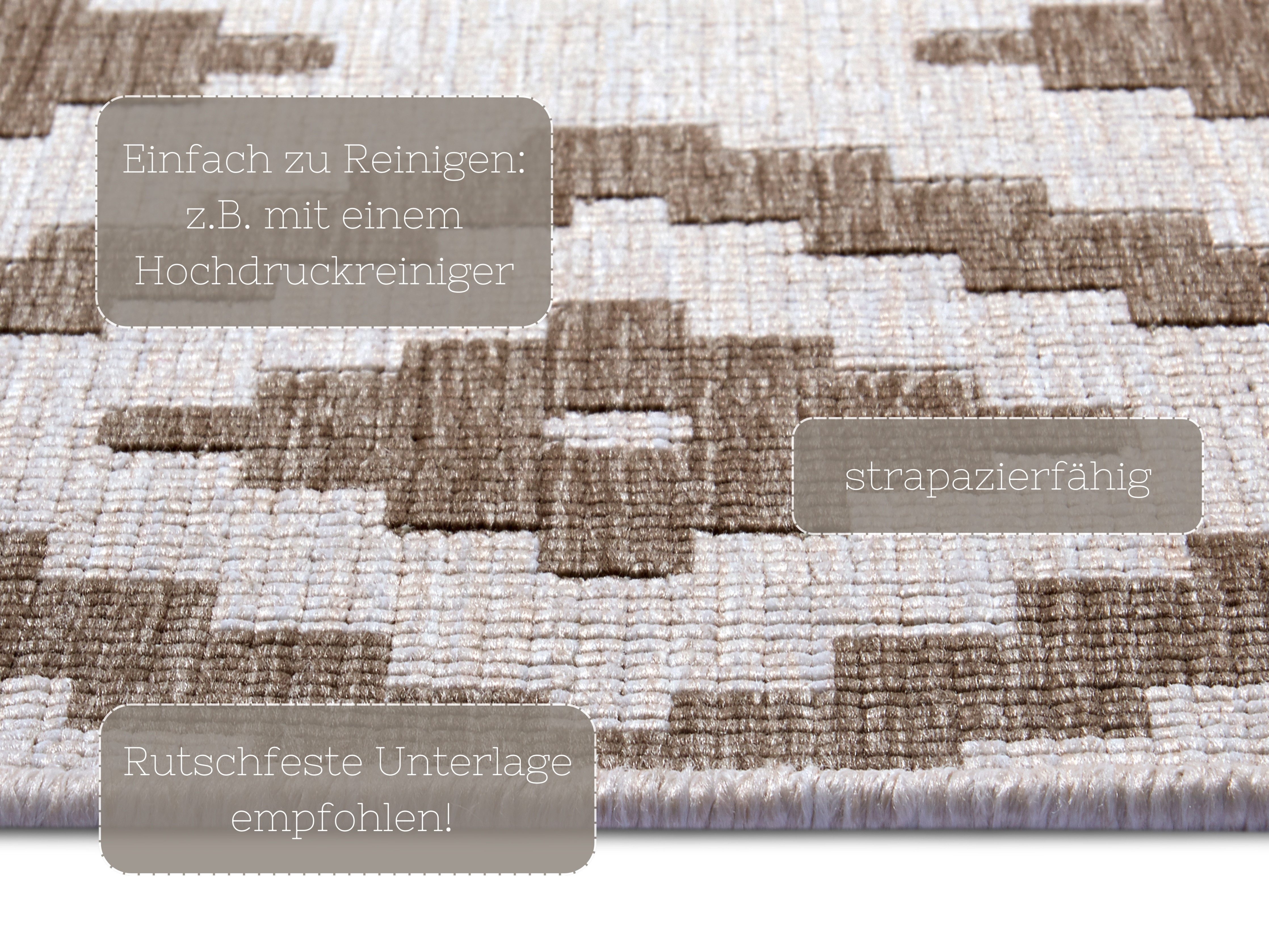 NORTHRUGS Vloerkleed Malta tweezijdig te gebruiken kleed Binnen- en buitengebruik, weerbestendig, balkon, terras, ruit, loper, woonkamer