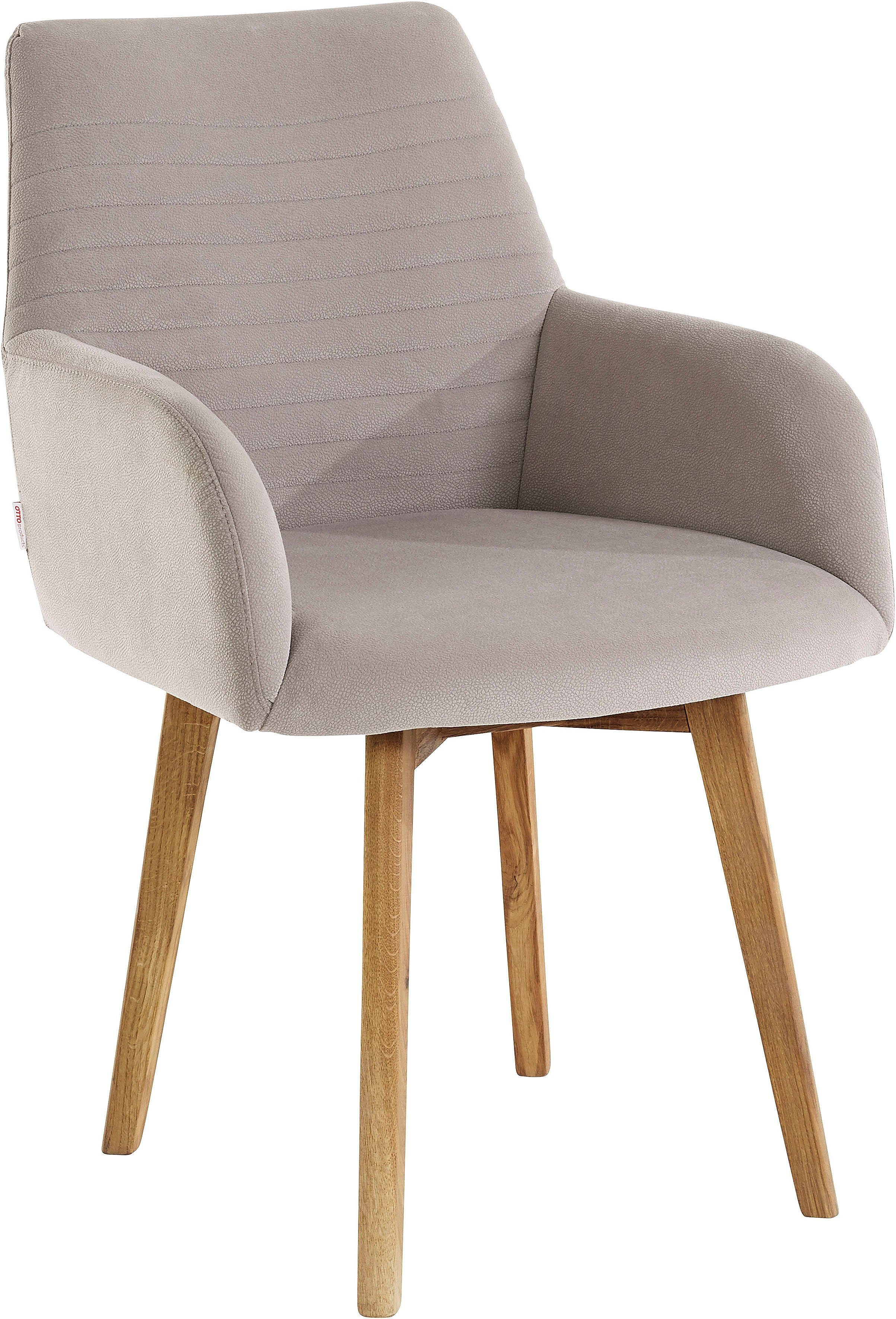 OTTO products Stoel met armleuningen Alessja Bekleding van microvezel, frame van eiken massief hout (set, 2 stuks)