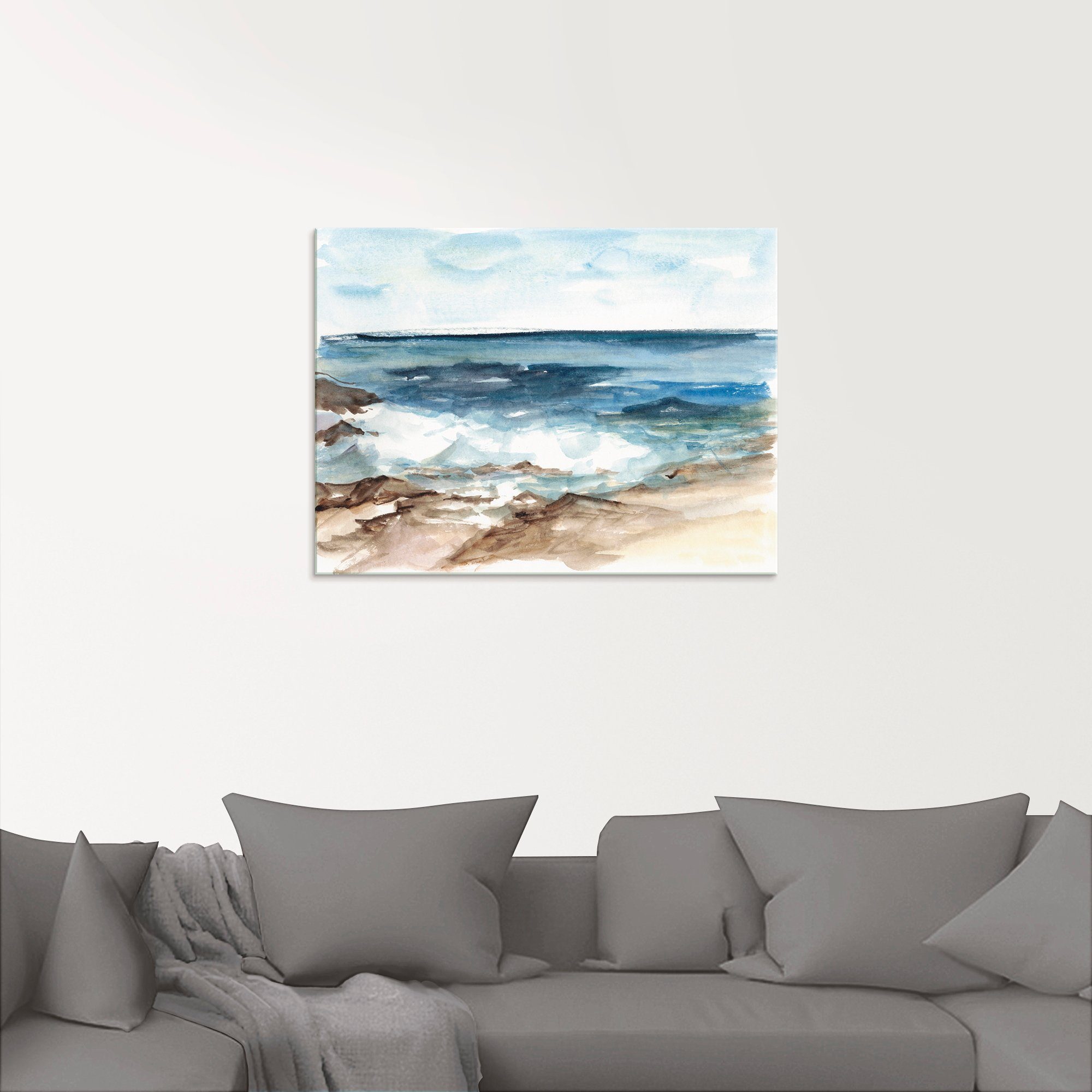 Artland Print op glas Waterverf kust V in verschillende maten