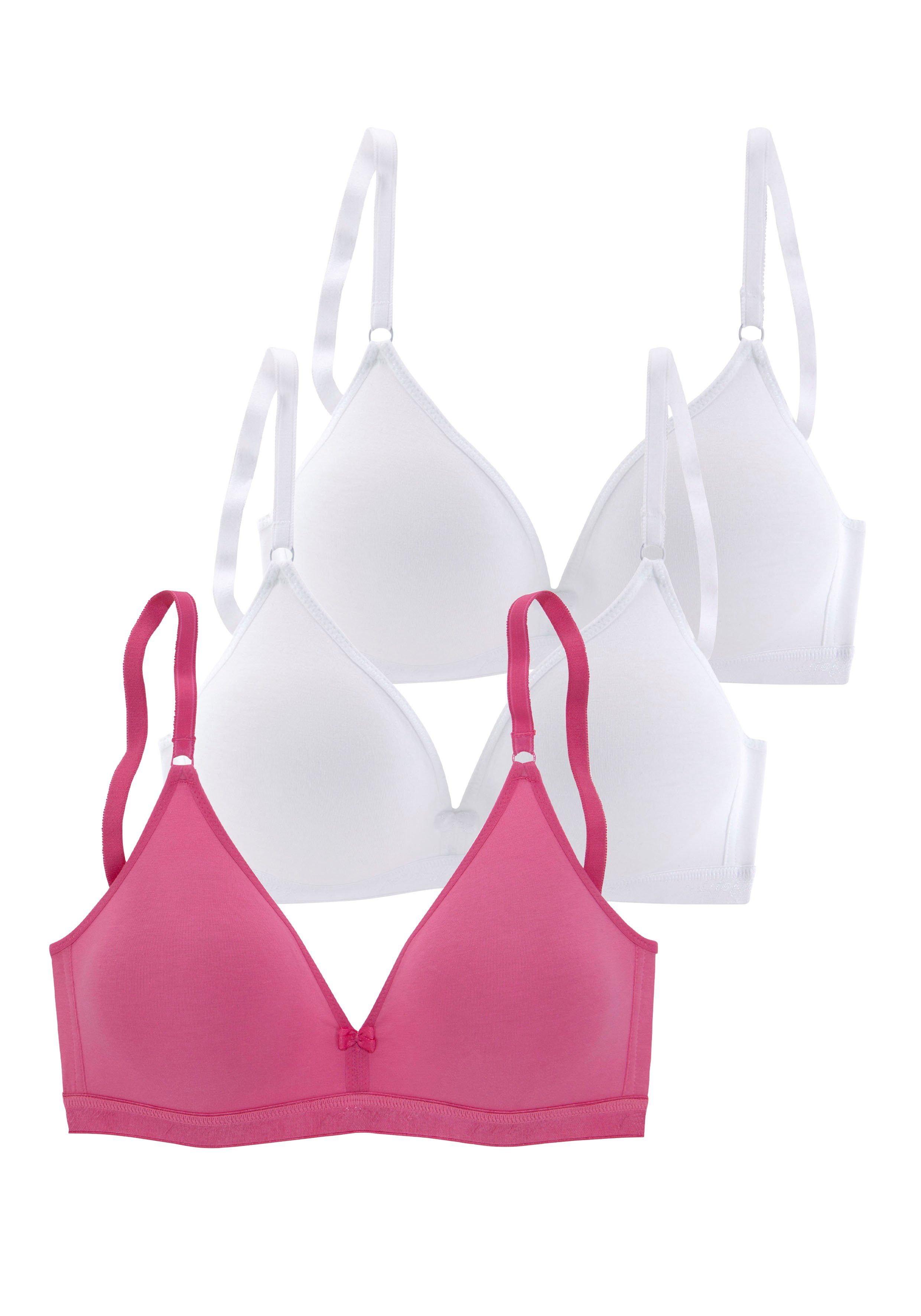 Petite fleur Bralette-bh zonder beugels in driehoeksvorm gemaakt van mooi katoen, basic lingerie (Set van 3)