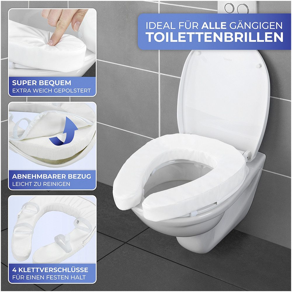 Maximex Verhoogde toiletbril hoes WC-zitkussen SOFT Vervangbare hoes voor comfort WC-zitting verhoging 2 in 1, afneembaar (1 stuk)