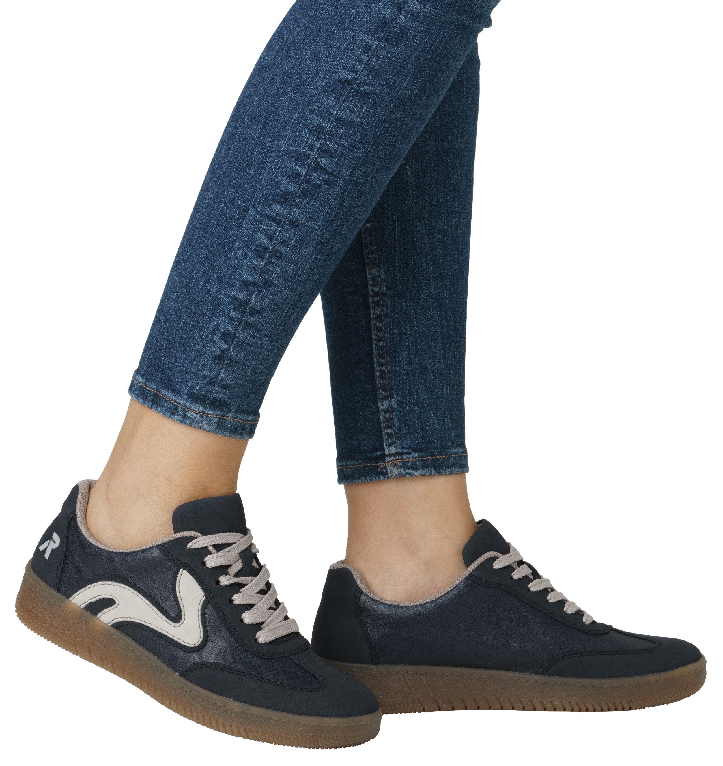 RIEKER Sport Plateausneakers vrijetijdsschoen, lage schoen, veterschoen in vegan uitvoering