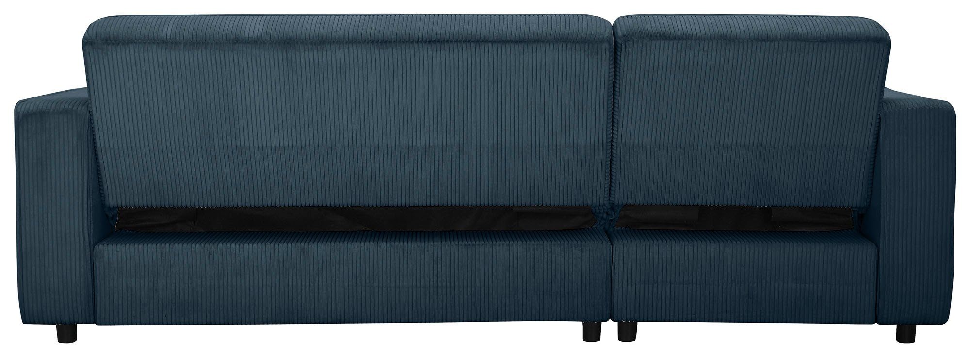 Dorel Home Hoekbank Allie slaapbank 230 cm met relaxfunctie in de rugleuning Slaapbank functie (108/194,5 cm), trendy ribfluweel of onderhoudsvriendelijk velours
