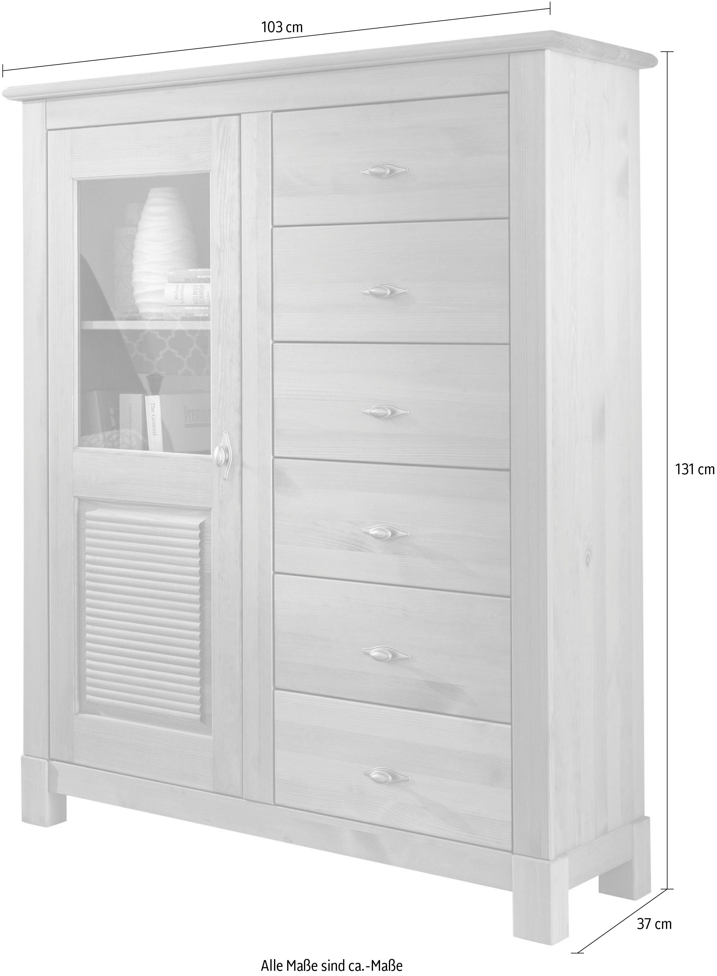 Home affaire Highboard Rauna Vitrine, breedte 103 cm