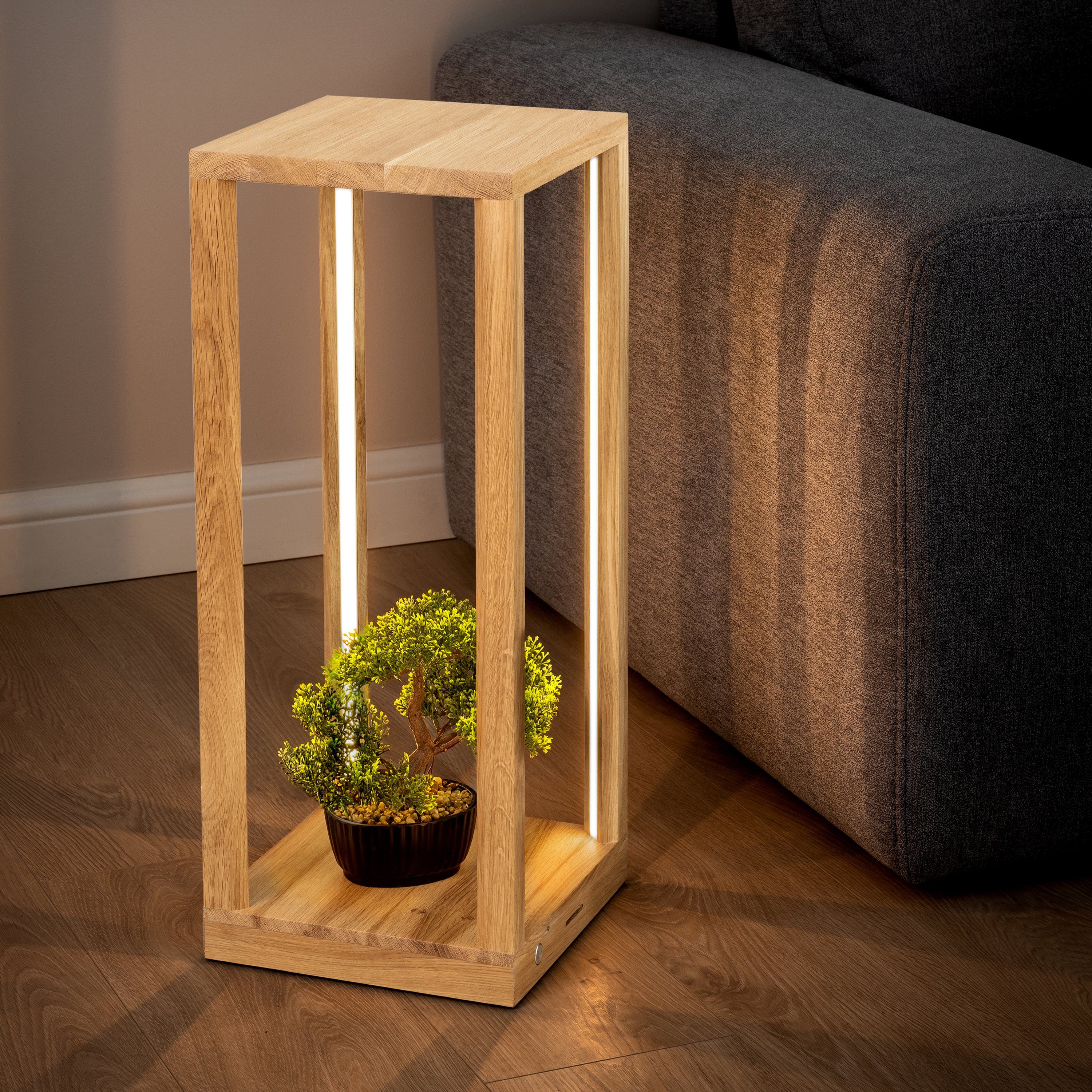 SPOT Light Led-staande lamp TAVOLI Led bijzettafel, touch dimmer, van eikenhout, natuurproduct