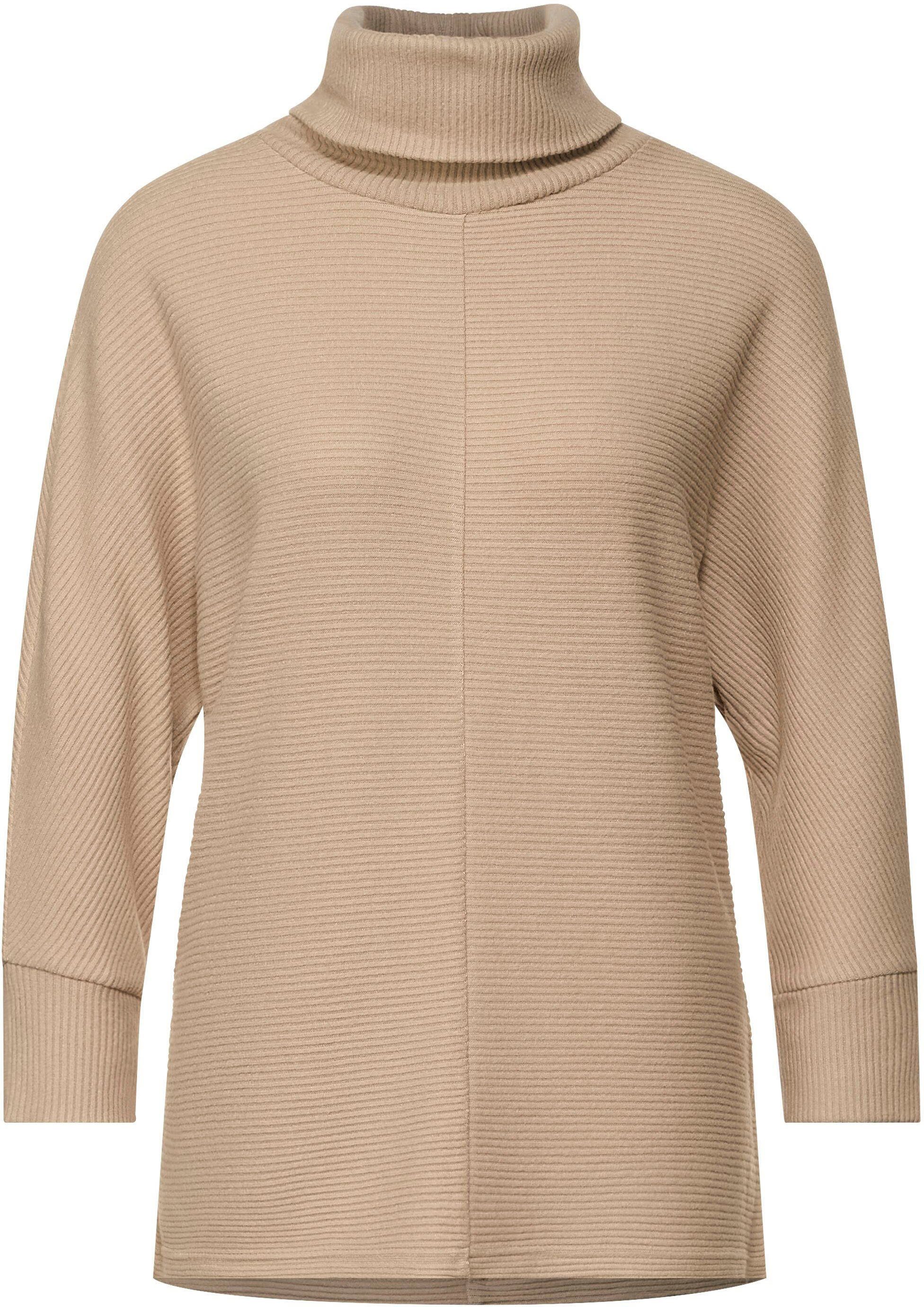 STREET ONE Colshirt met ribstructuur