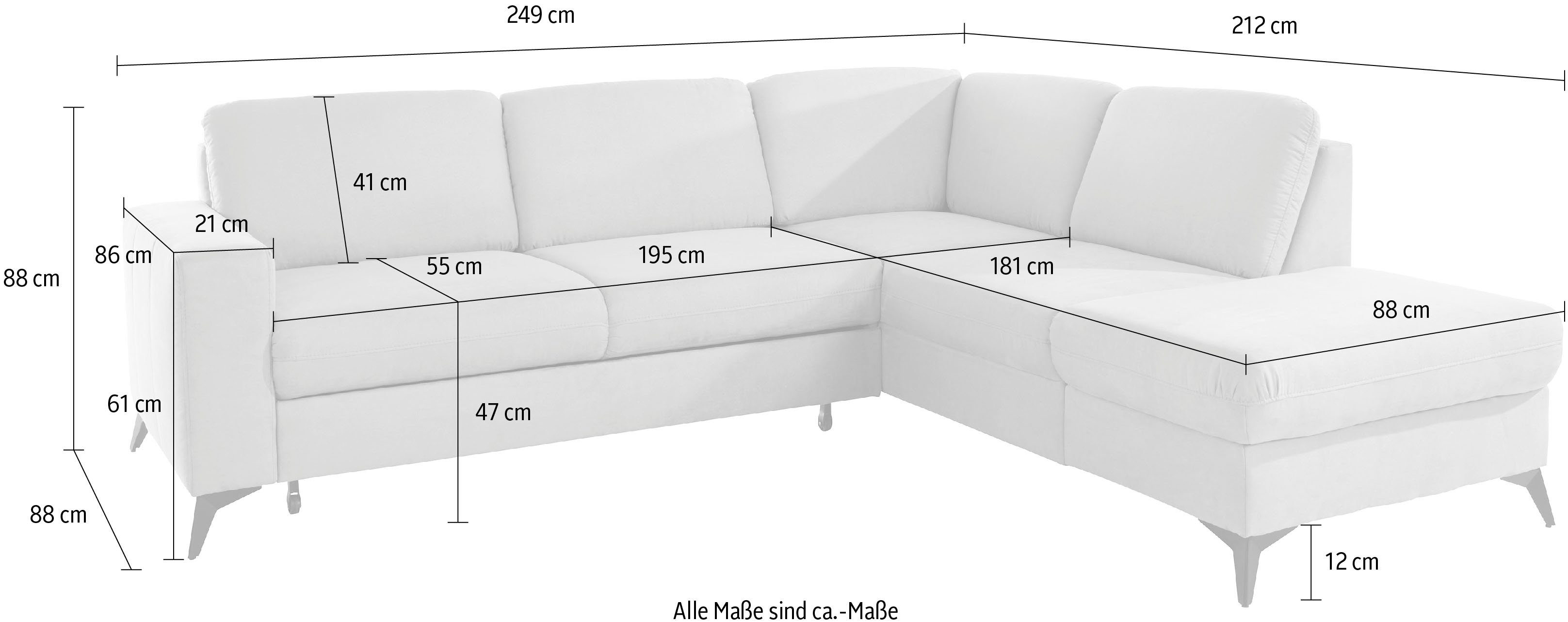 Places of Style Hoekbank Lolland L-vorm Naar keuze met slaapfunctie en bergruimte, ook met afwasbare bekleding