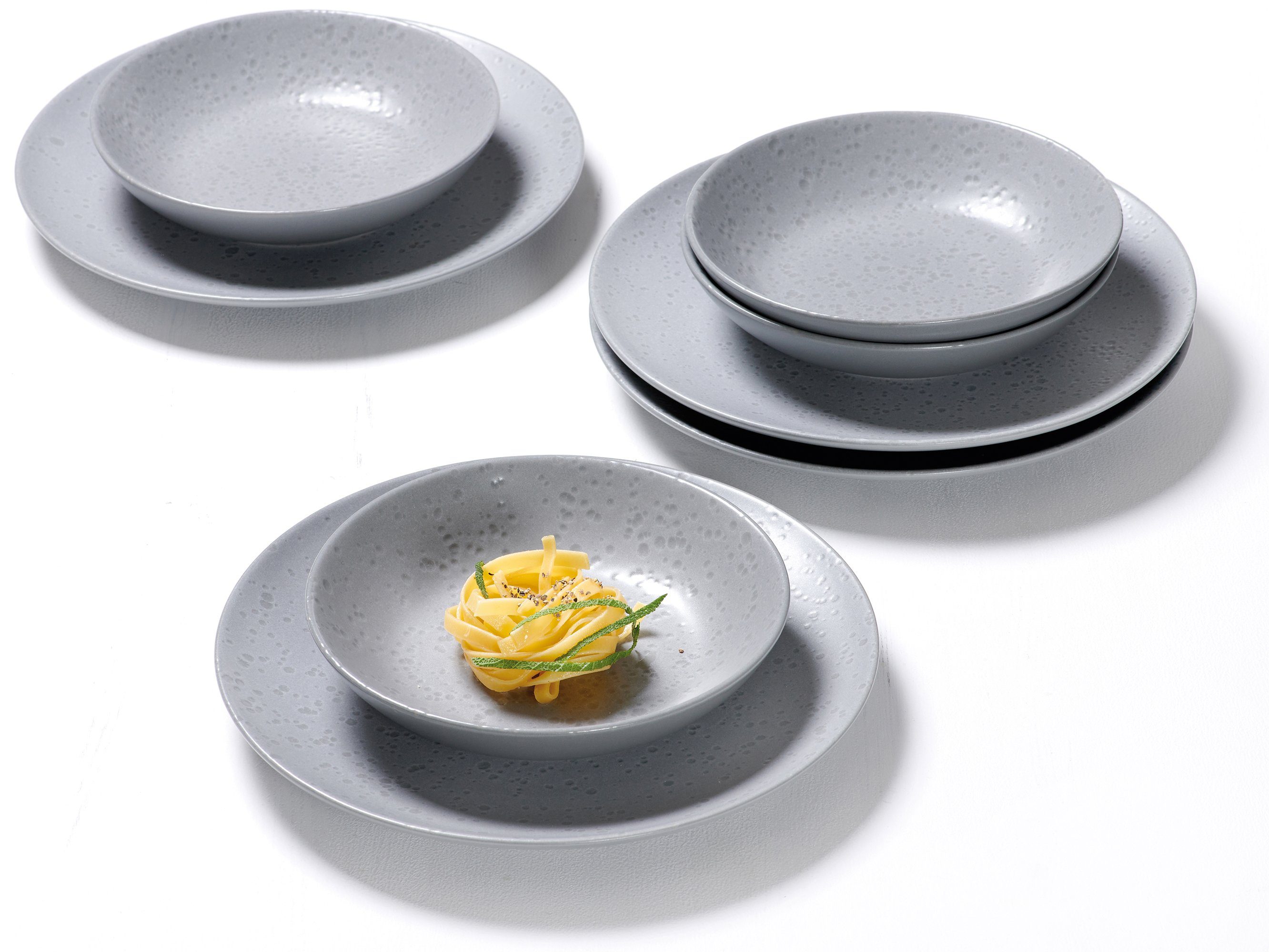 Ritzenhoff & Breker Eetservies Bordenset, Serviesset Kitwe Reactief glazuur, elk exemplaar is uniek, 8 delen, voor 4 personen (set, 8-delig)