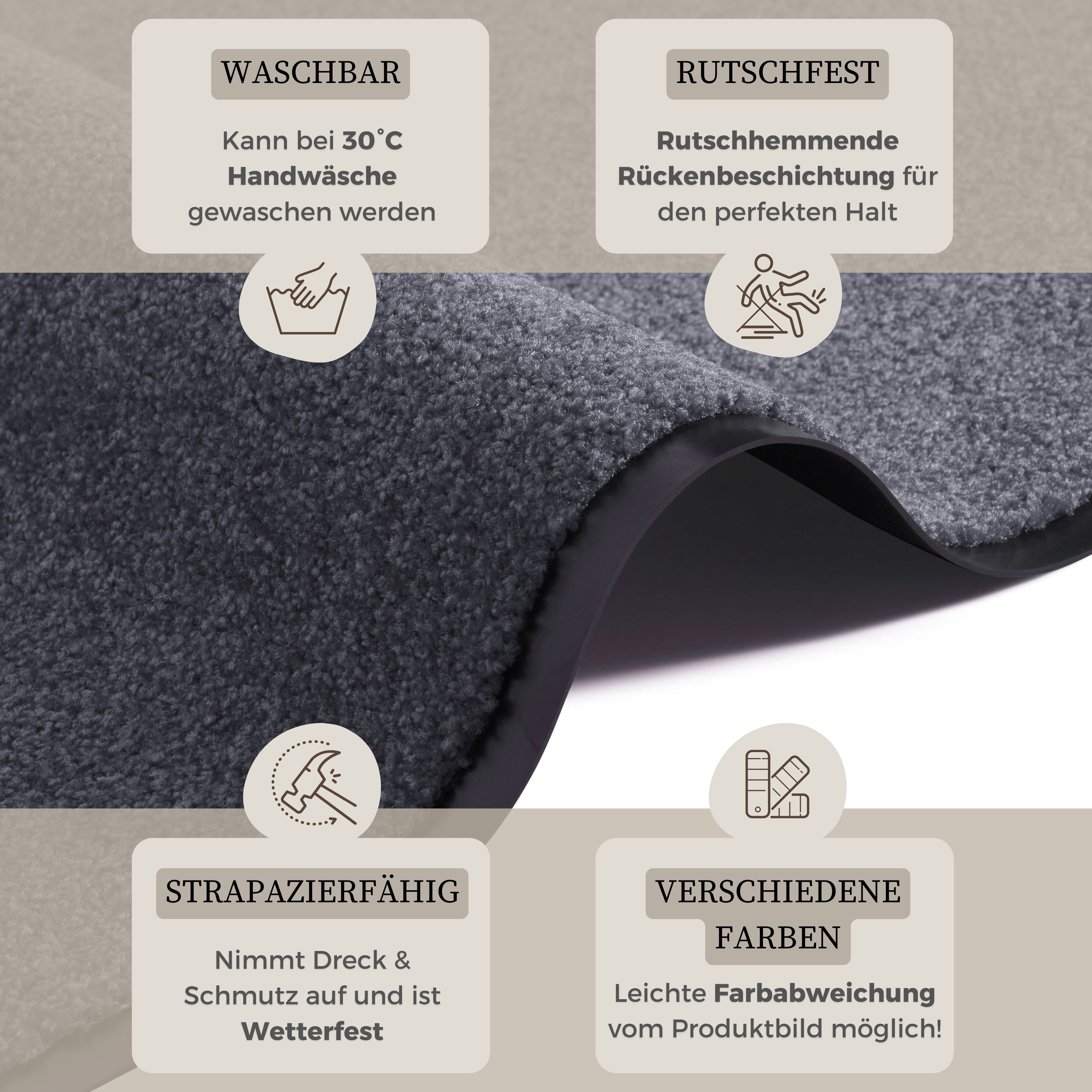 my home Mat Clean & Walk Vuilopvangmat, deurmat, in- en uitwendig, tapijt, loper, wasbaar