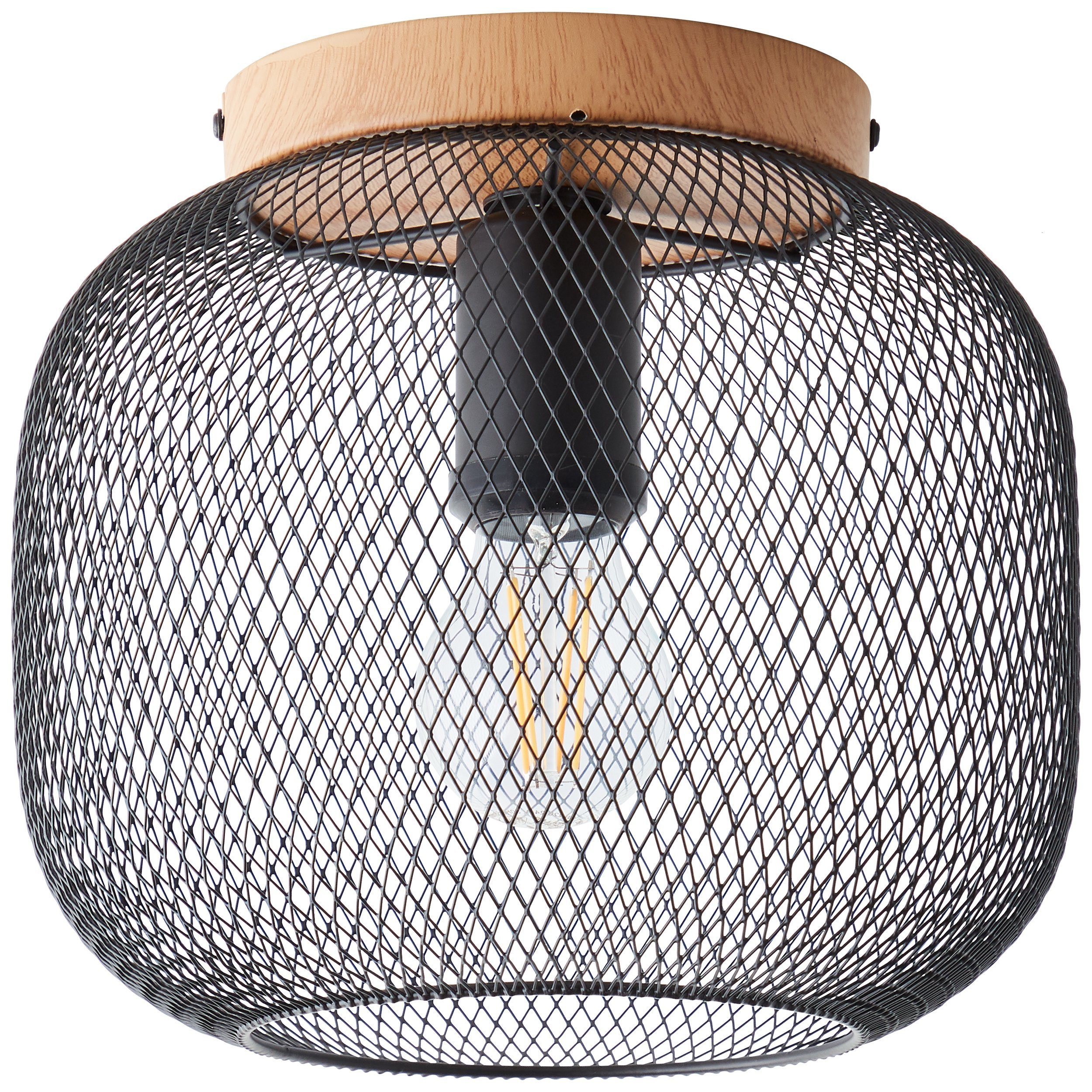Brilliant Leuchten Plafondlamp Giada Ø 25 cm, E27, metaal, zwart/hout