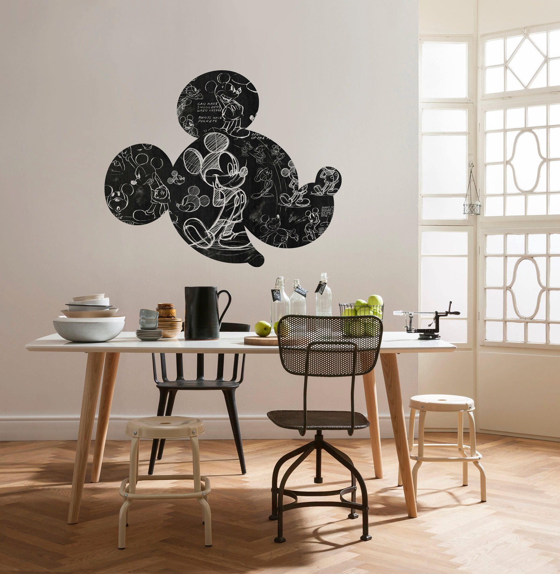 Komar Vliesbehang Zelfklevend vlies - Mickey Head Illustration - Afmeting 125 x 125 cm (1 stuk)