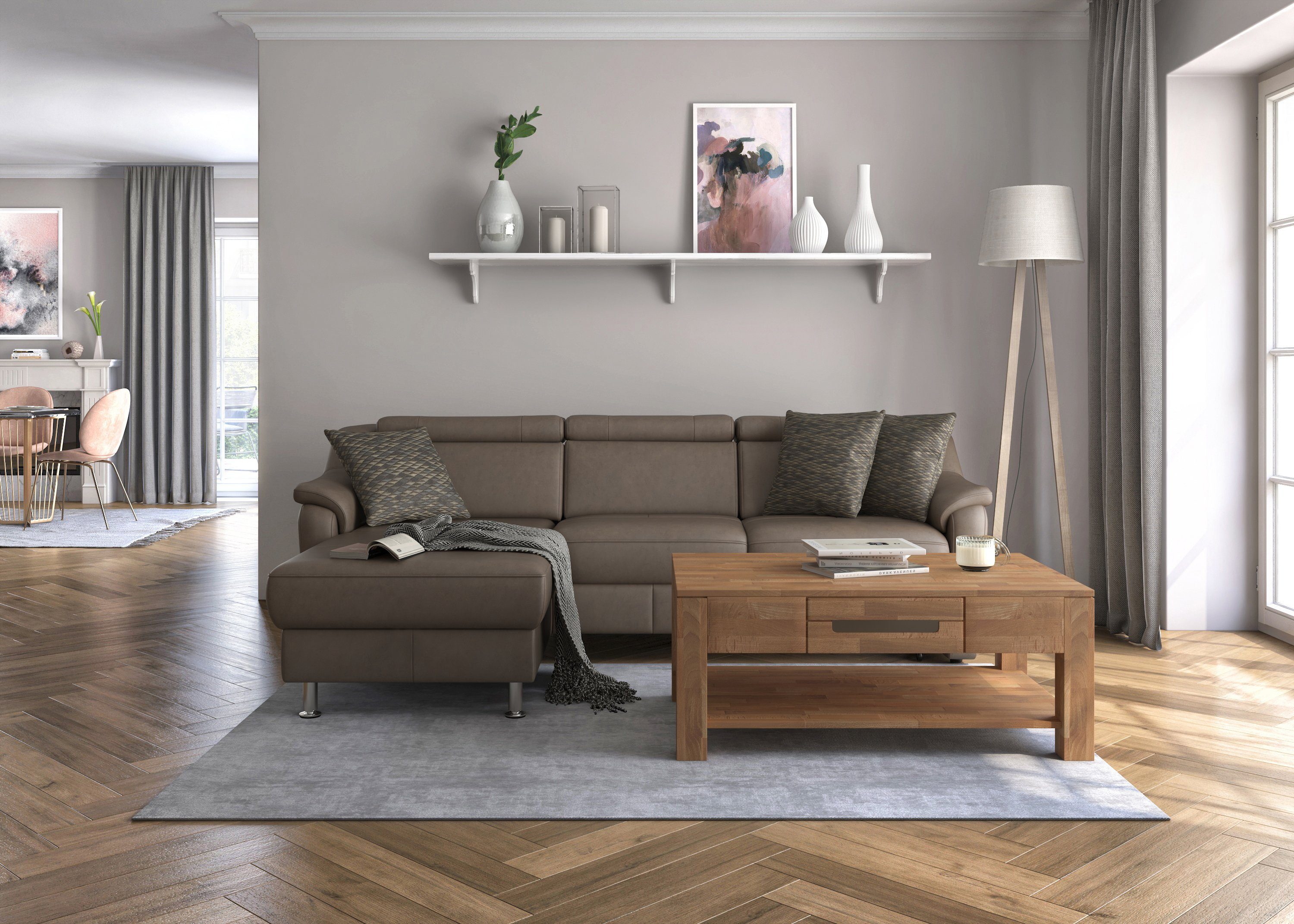 sit&more Hoekbank Freetown L-vorm met verstelbare hoofdsteun en comfortabele binnenvering