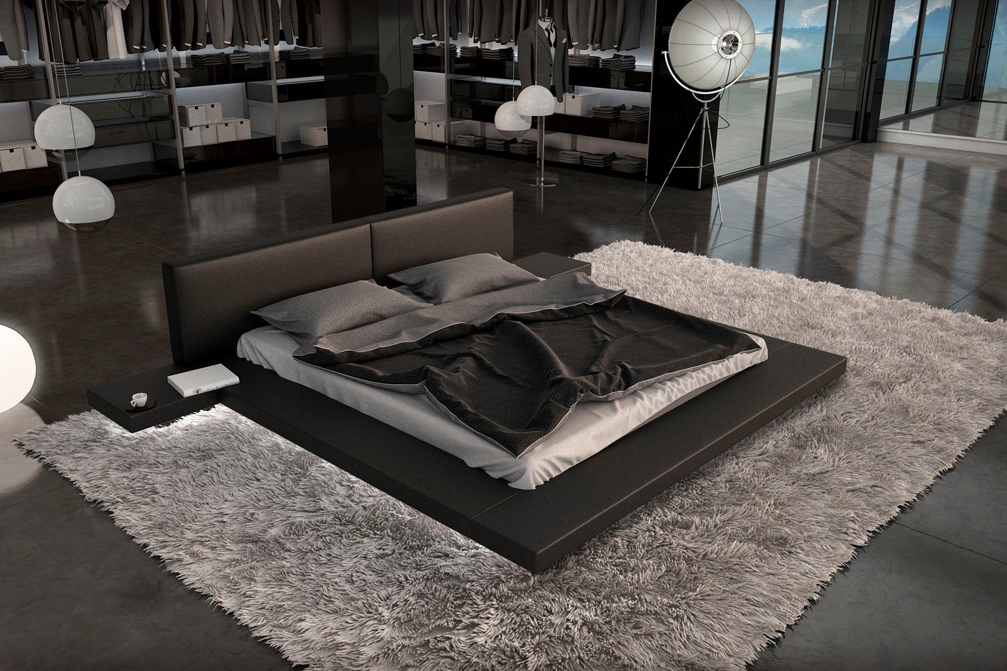 SalesFever Gestoffeerd bed Design bed in een moderne look, lounge bed inclusief nachtkastje