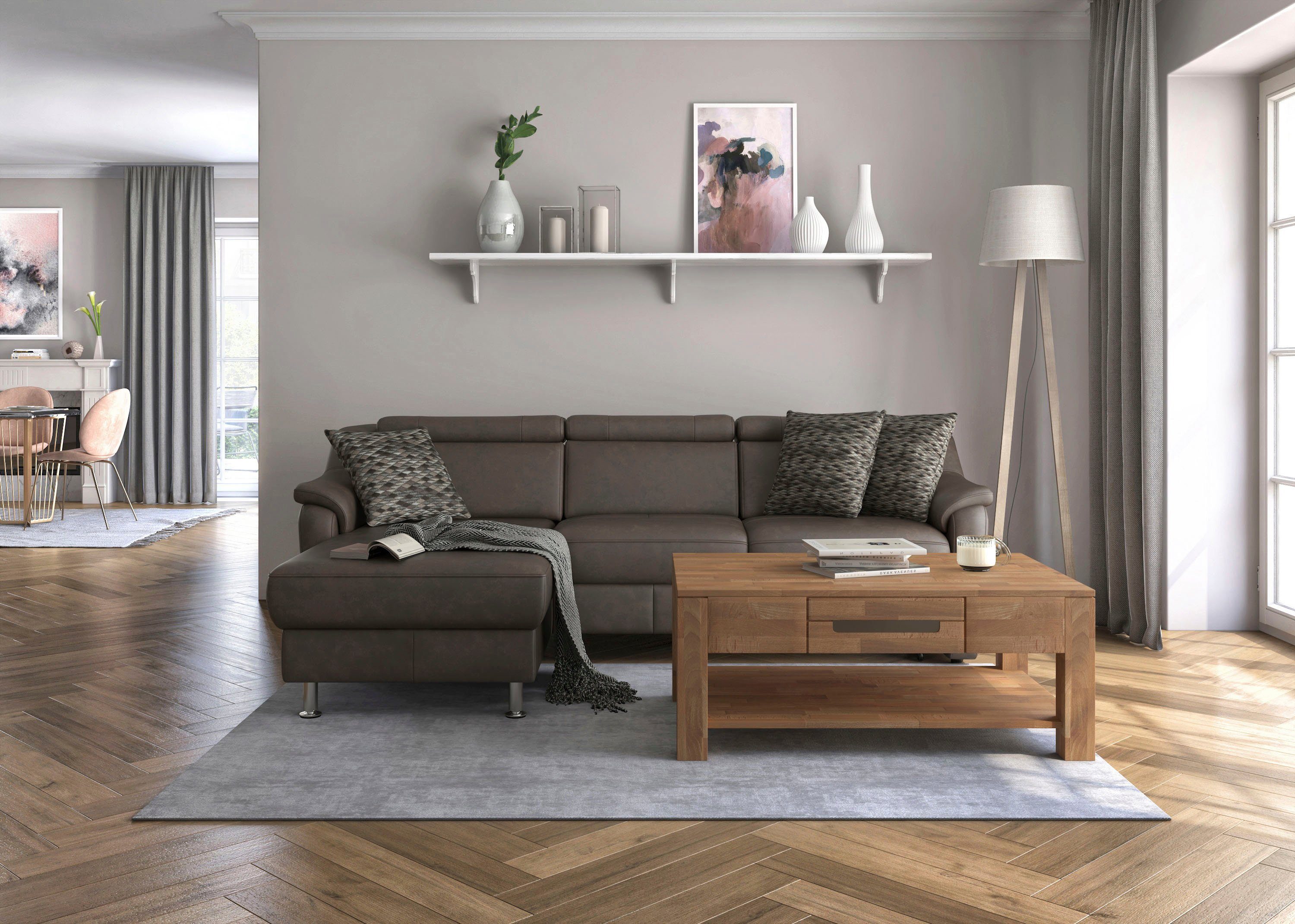 sit&more Hoekbank Freetown L-vorm met verstelbare hoofdsteun en comfortabele binnenvering