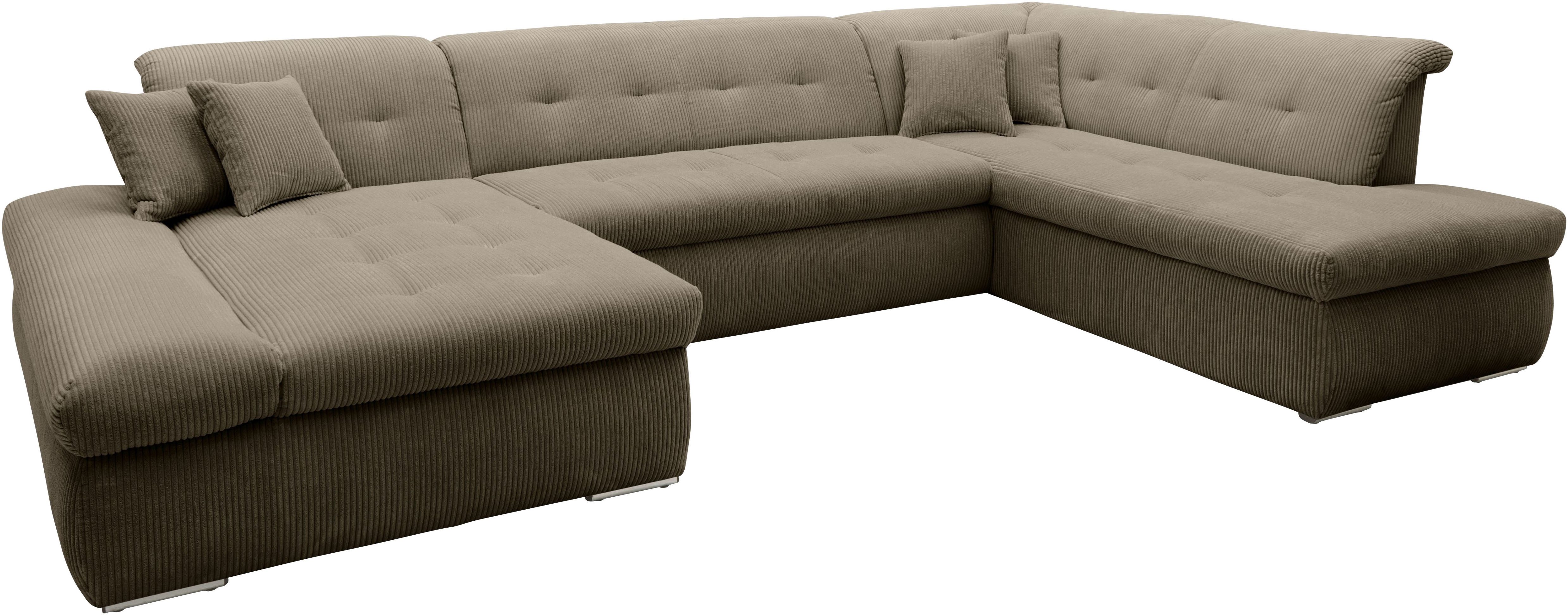 DOMO collection Zithoek Moric U-vorm ook in cord in xxl-formaat, naar keuze met slaapfunctie en verstelbare armleuning