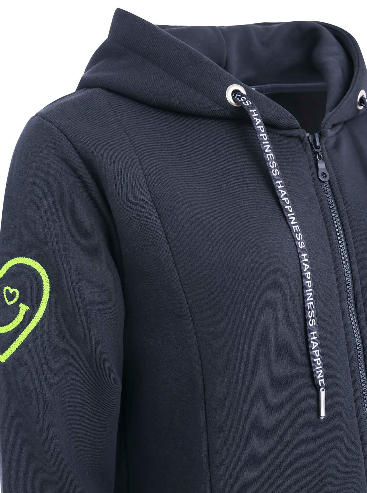 Zwillingsherz Jersey jas Alissa met capuchon en smile print