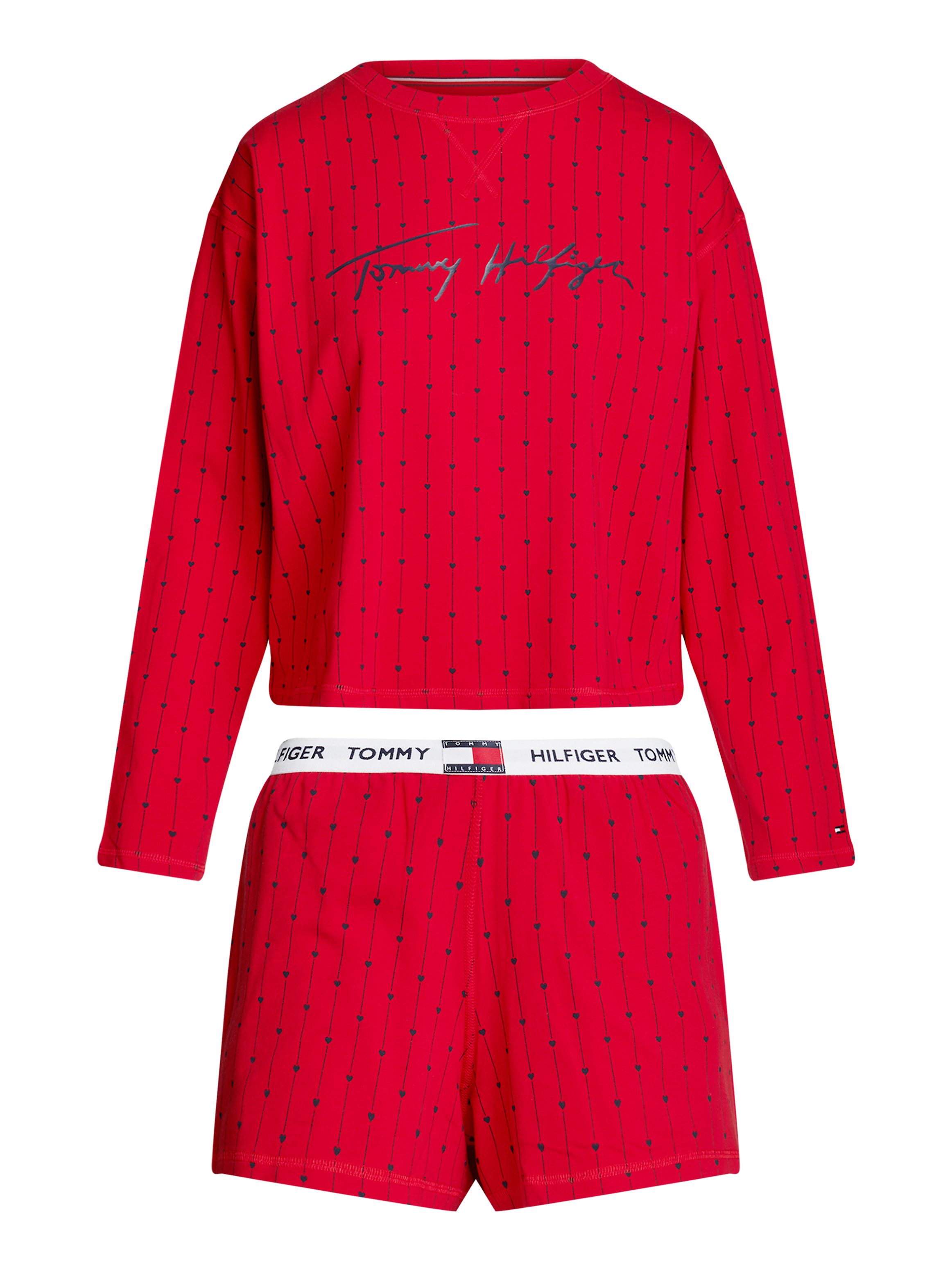 Tommy Hilfiger Underwear Pyjama LS SHORT PRT PJ SET met hartjes allover-patroon (set 2-delig 2-delig)