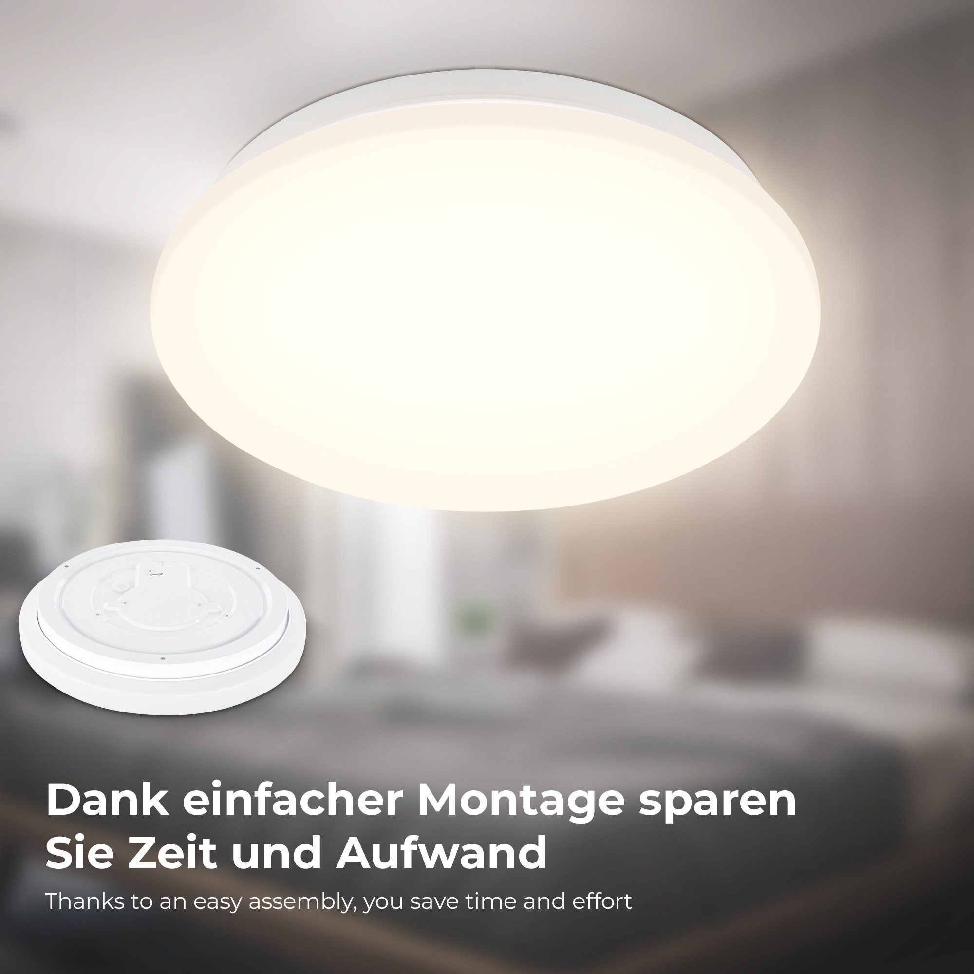 B.K.Licht Led-plafondlamp LED bad plafondlamp met microwavesensor (1 stuk)