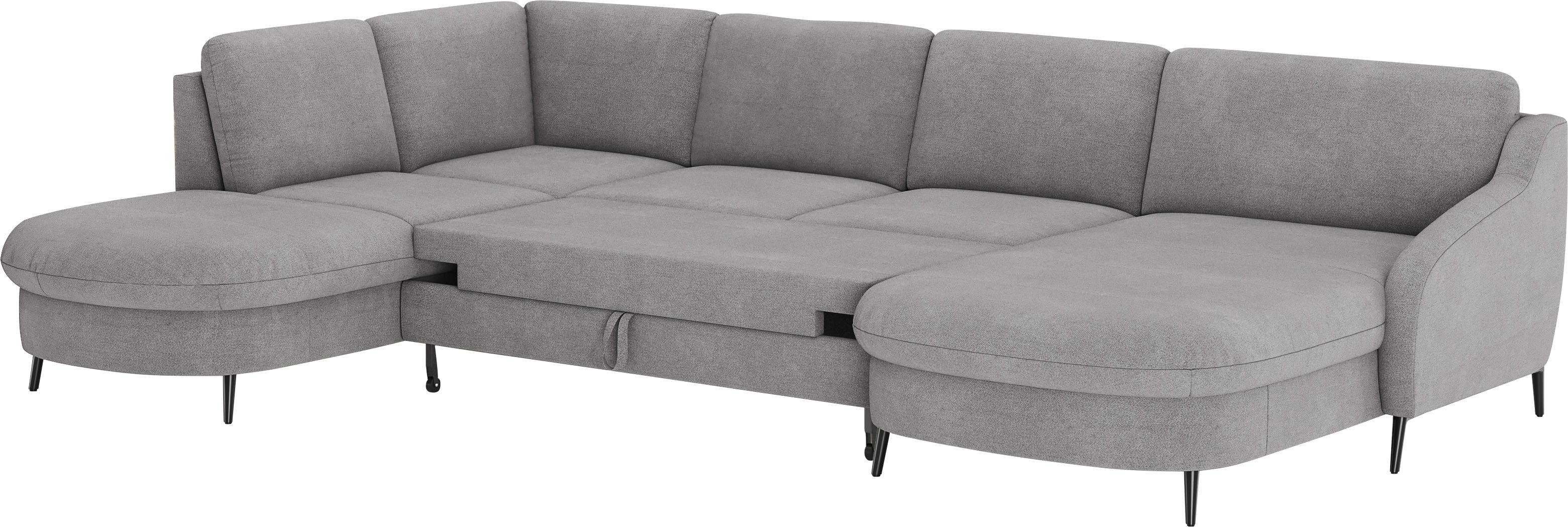 sit&more Zithoek Soul U-model optioneel met bedfunctie en bedlade of lade