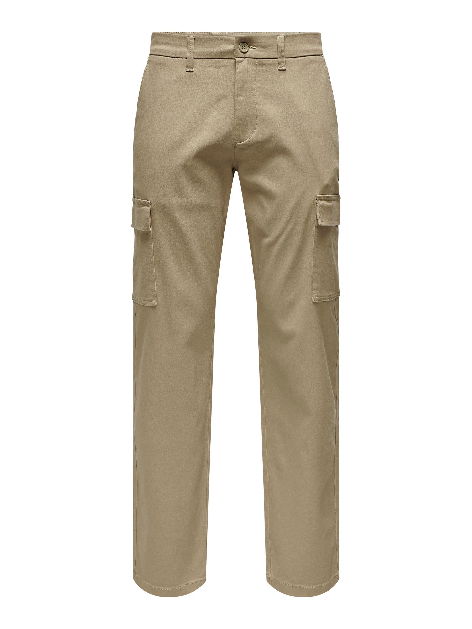 ONLY & SONS Cargobroek ONSEDGE-ED CARGO LOOSE PANT heren cargobroeken maat 28 beige